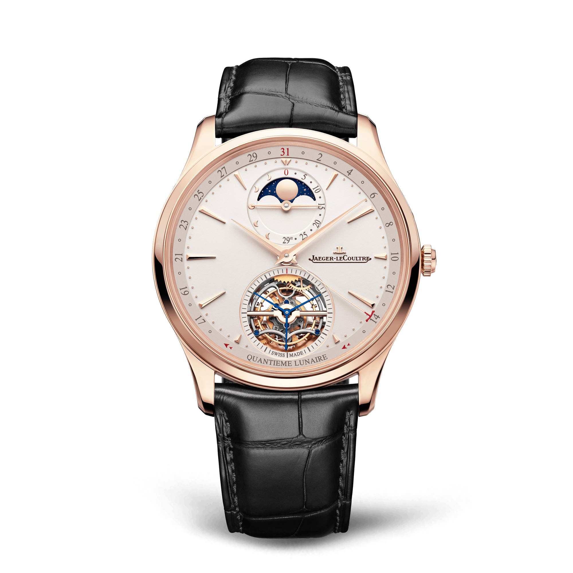 Jaeger-LeCoultre Master Ultra Thin Tourbillon Moon 41.5 mm Beige Dial Pink Gold   Leather Strap Q169242J - WATCHXNYC