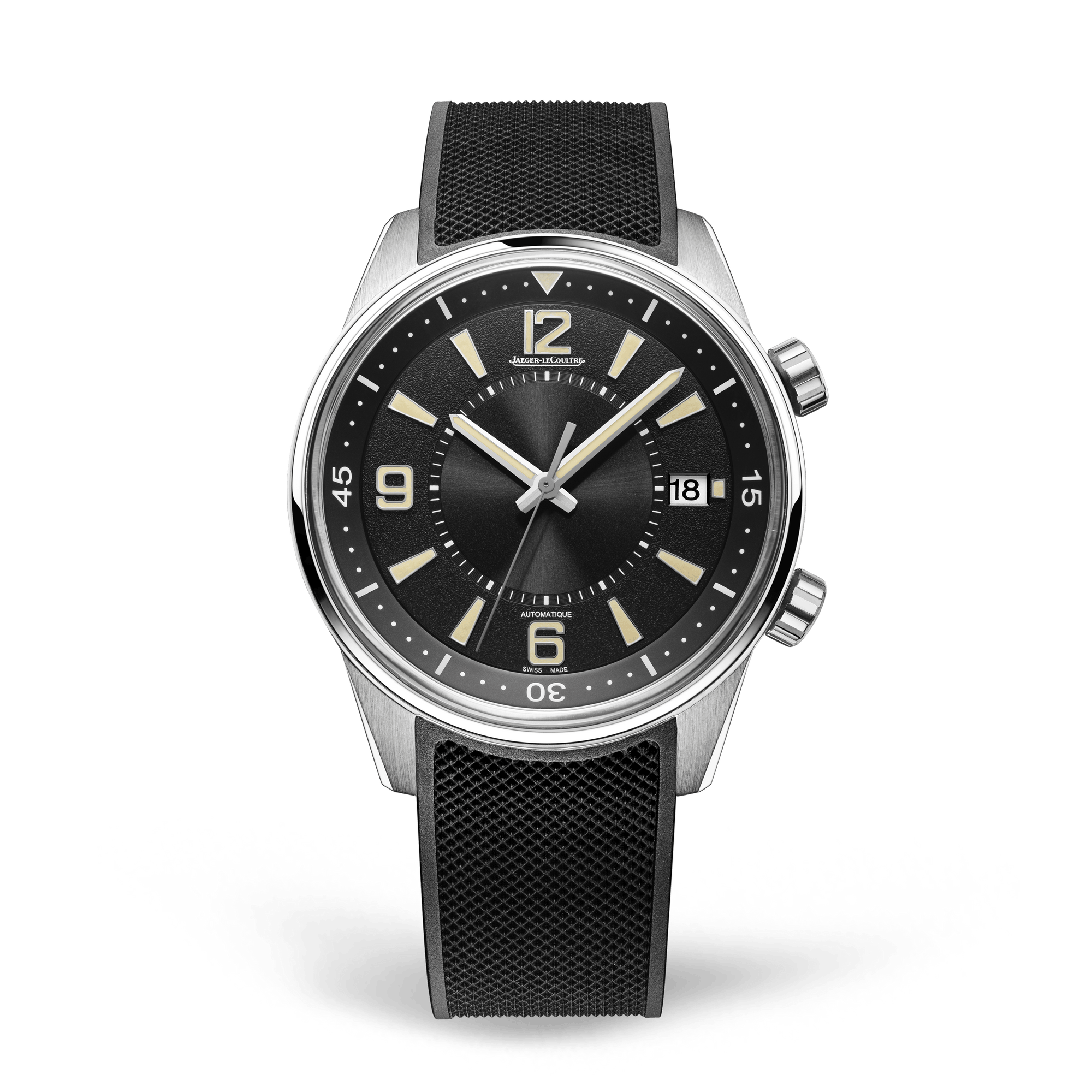 Jaeger-LeCoultre Polaris Date 42 mm Black Dial Stainless Steel Rubber Strap Q906867J - WATCHXNYC