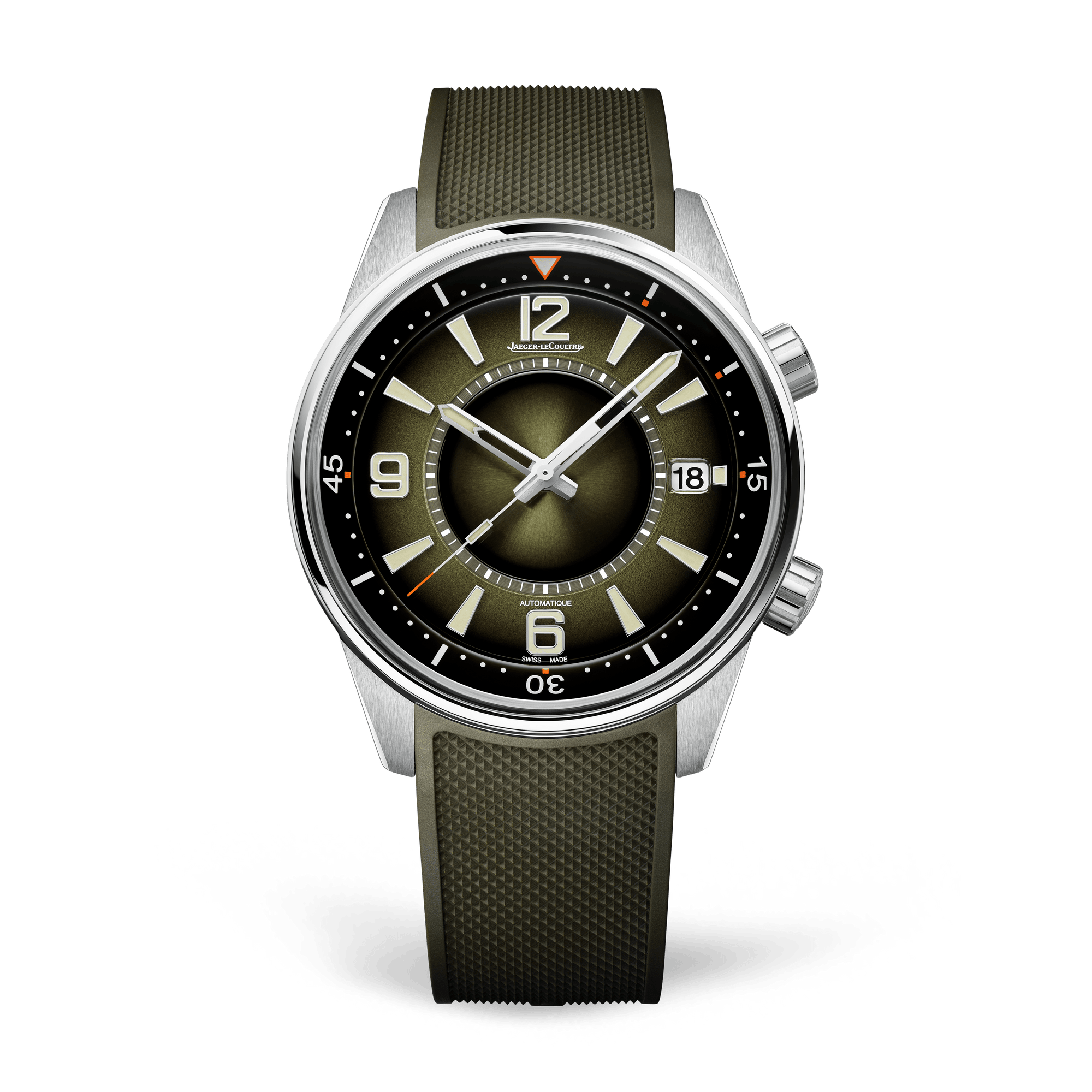 Jaeger-LeCoultre Polaris Date 42 mm Green Dial Stainless Steel Rubber Strap Q906863J - WATCHXNYC