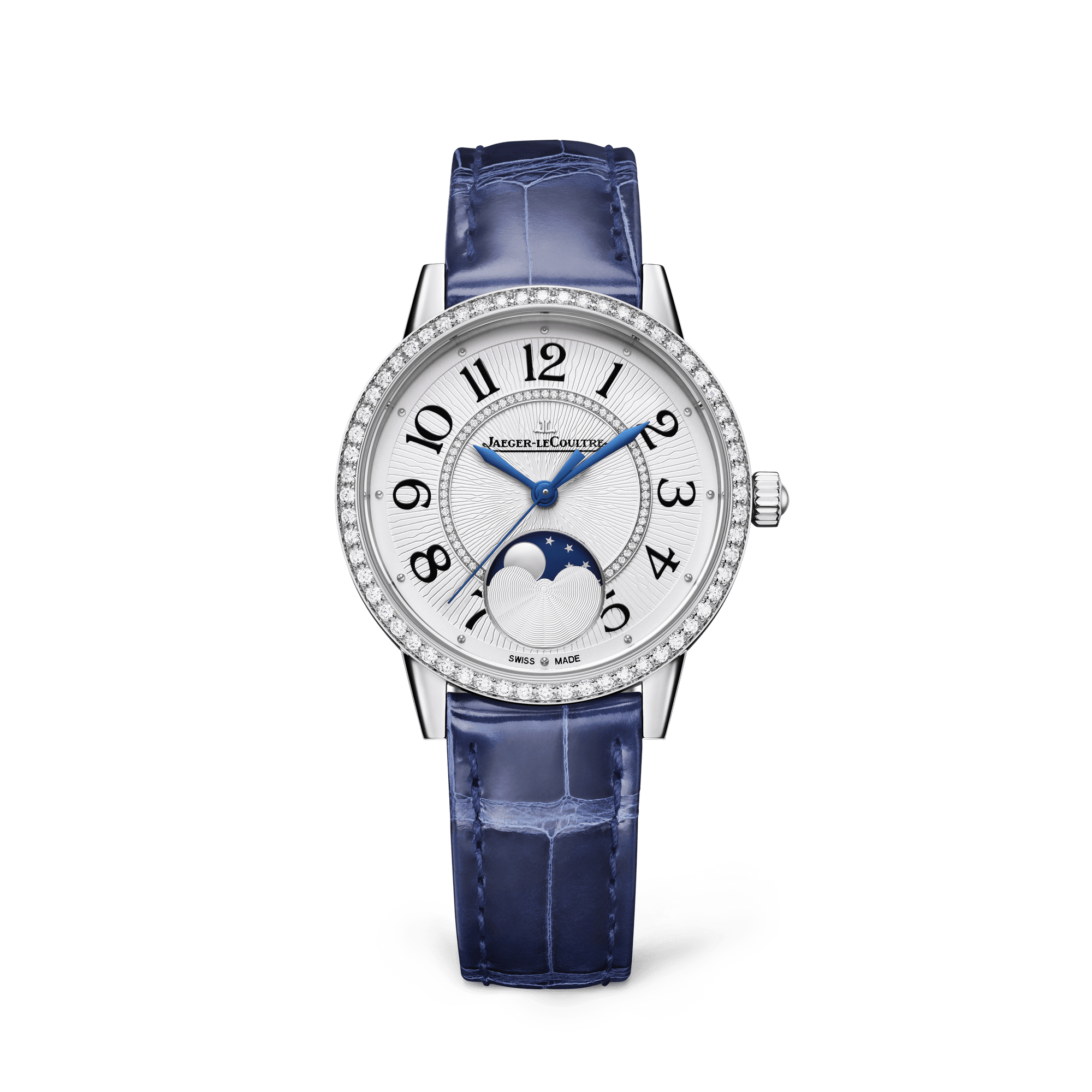 Jaeger-LeCoultre Rendez-Vous Classic Moon 34 mm Silvered Grey Dial with Diamonds Stainless Steel   Leather Strap Q357842J - WATCHXNYC