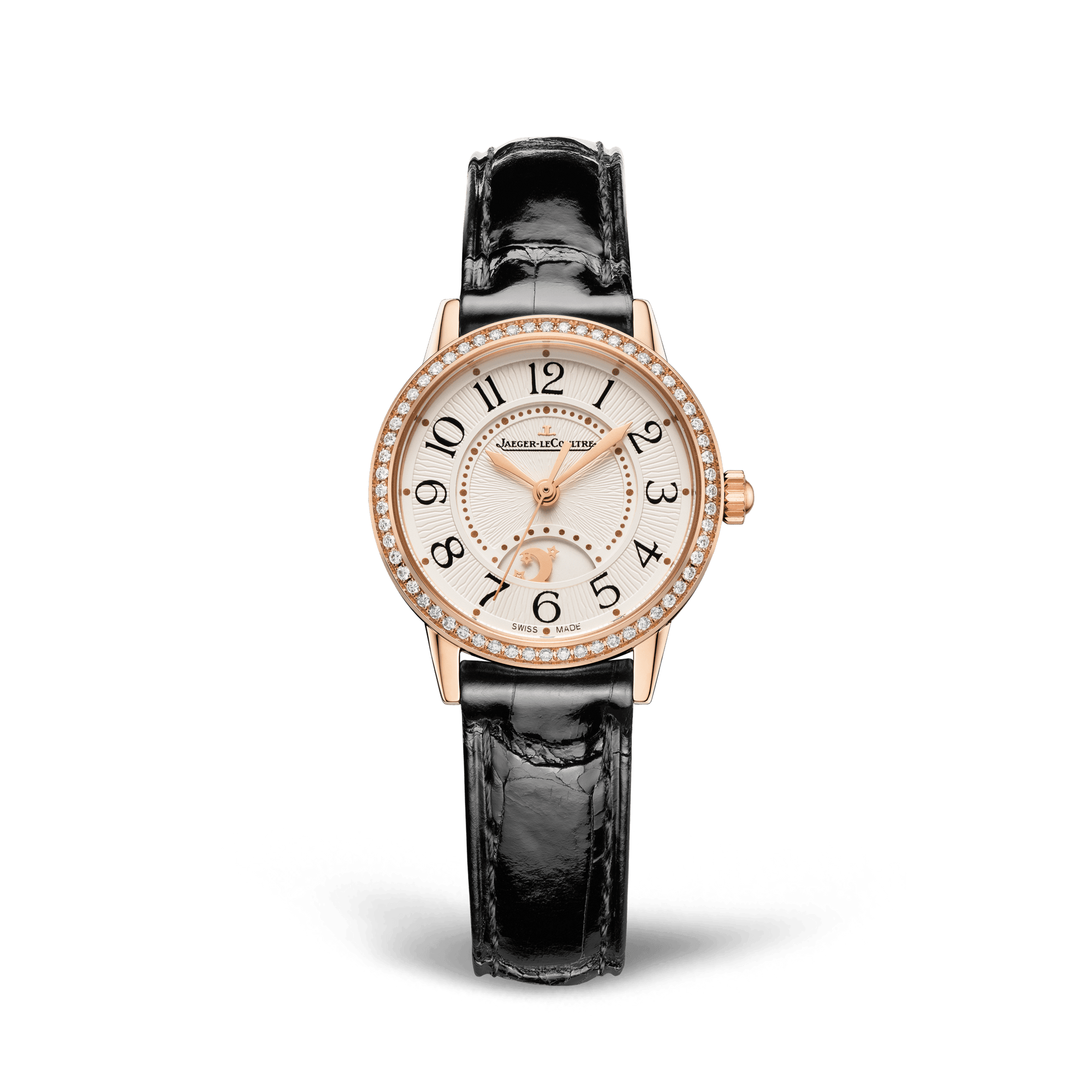 Jaeger-LeCoultre Rendez-Vous Classic Night & Day 29 mm Silvered Grey Dial with Diamonds Pink Gold   Leather Strap Q3462430 - WATCHXNYC