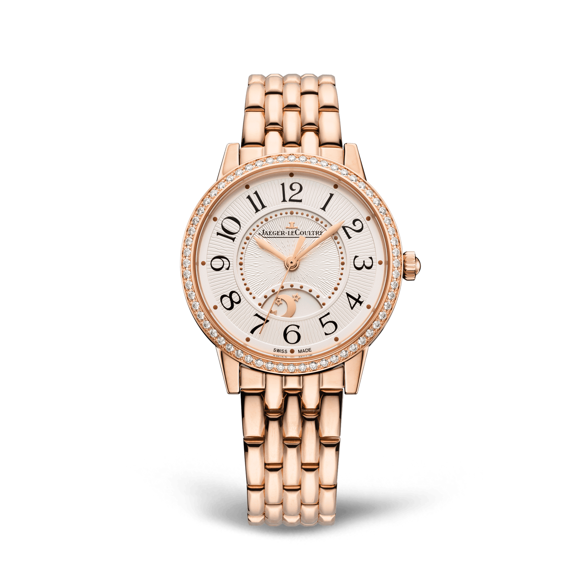 Jaeger-LeCoultre Rendez-Vous Classic Night & Day 34 mm Silvered Grey Dial with Diamonds Pink Gold Bracelet Q3442130 - WATCHXNYC