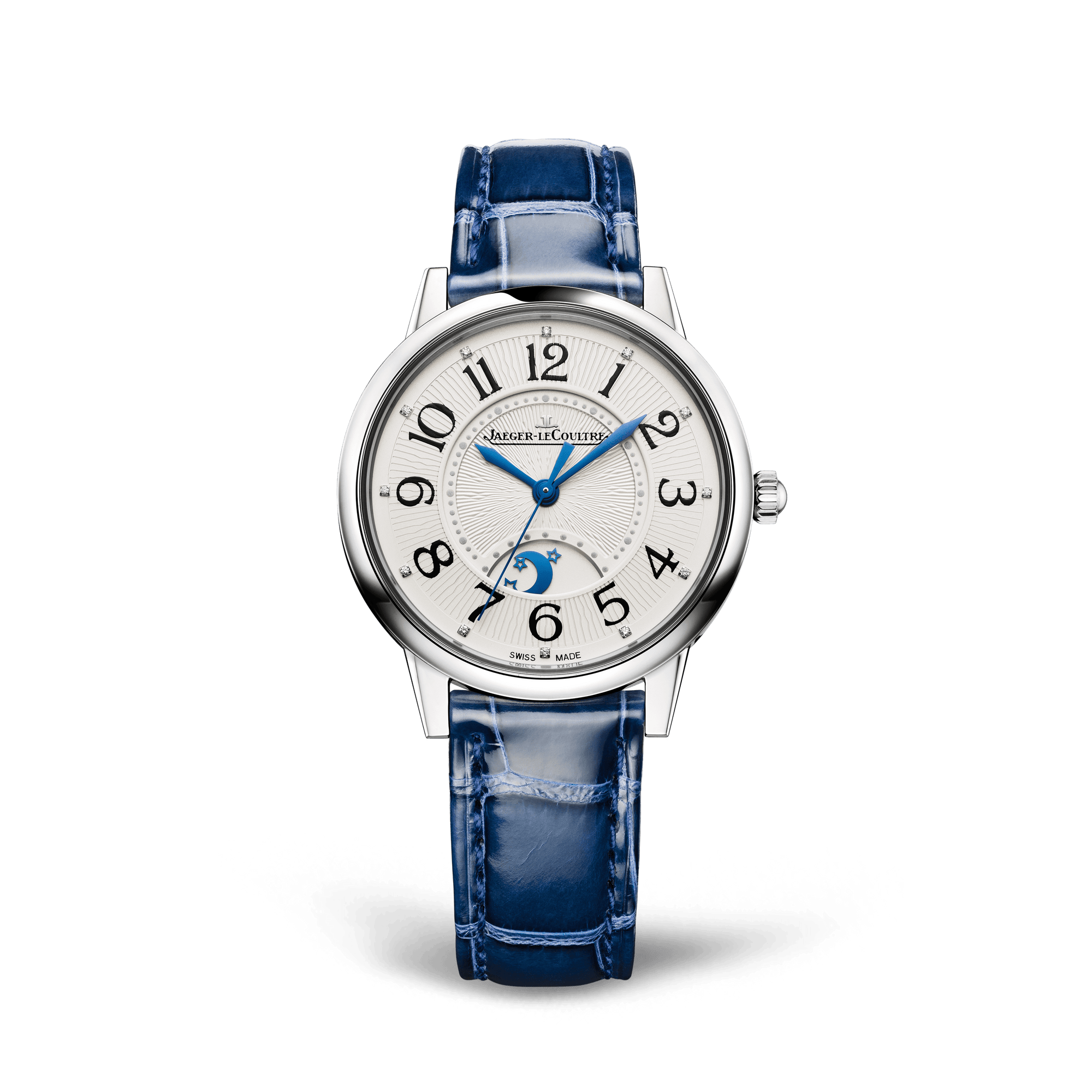 Jaeger-LeCoultre Rendez-Vous Classic Night & Day 34 mm Silvered Grey Dial with Diamonds Stainless Steel   Leather Strap Q3448410 - WATCHXNYC