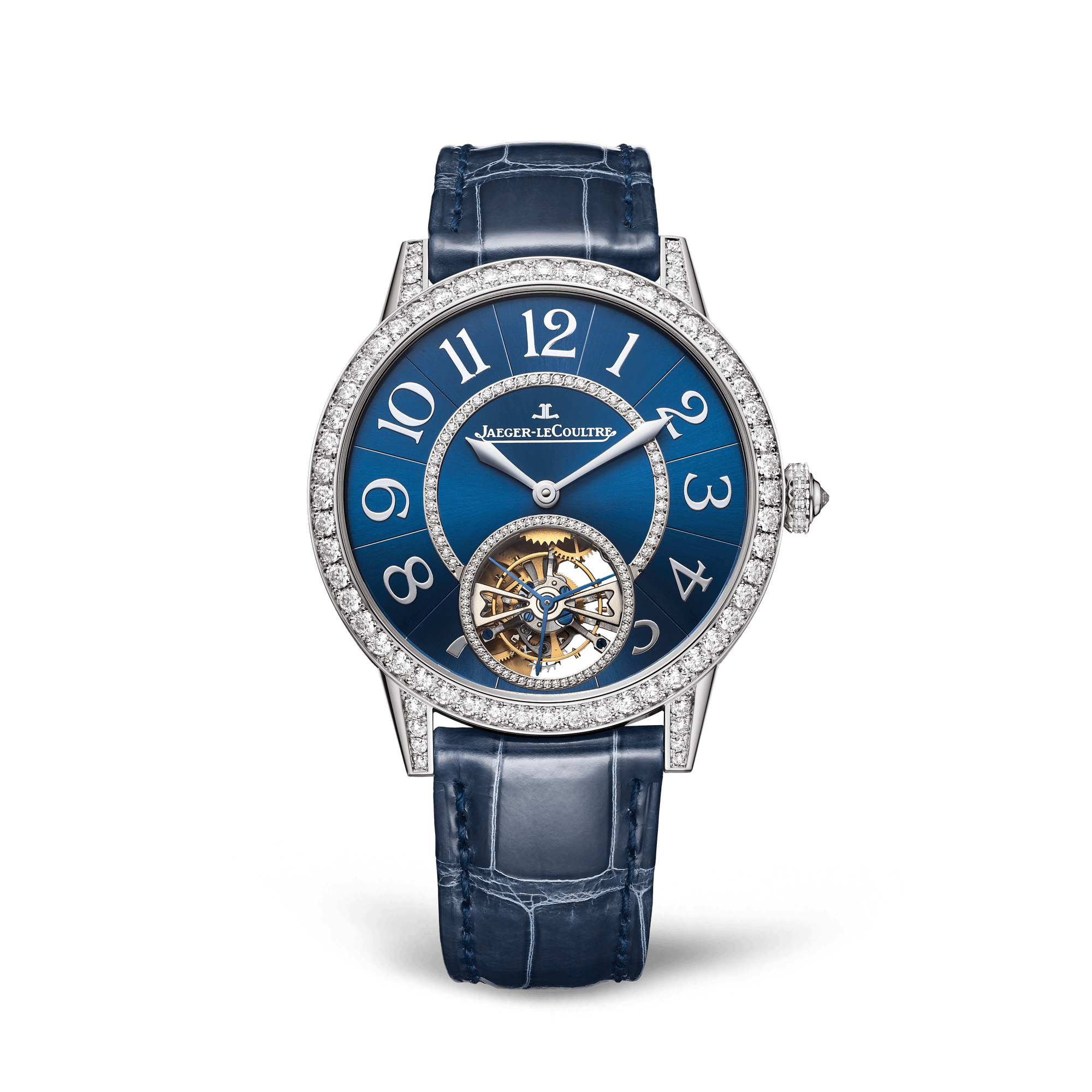 Jaeger-LeCoultre Rendez-Vous Jewellery Tourbillon 39 mm Blue Dial with Diamonds White Gold   Leather Strap Q3413480 - WATCHXNYC