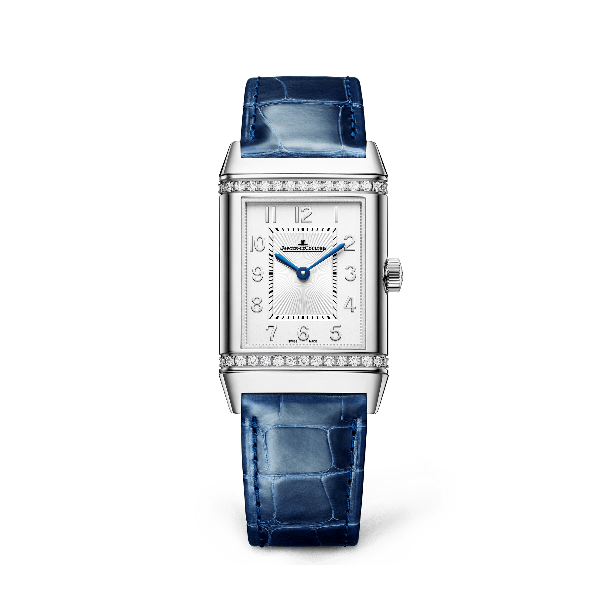 Jaeger-LeCoultre Reverso Classic Duetto 40 x 24.4 mm Silvered Grey Dial with Diamonds Stainless Steel   Leather Strap Q2578480 - WATCHXNYC