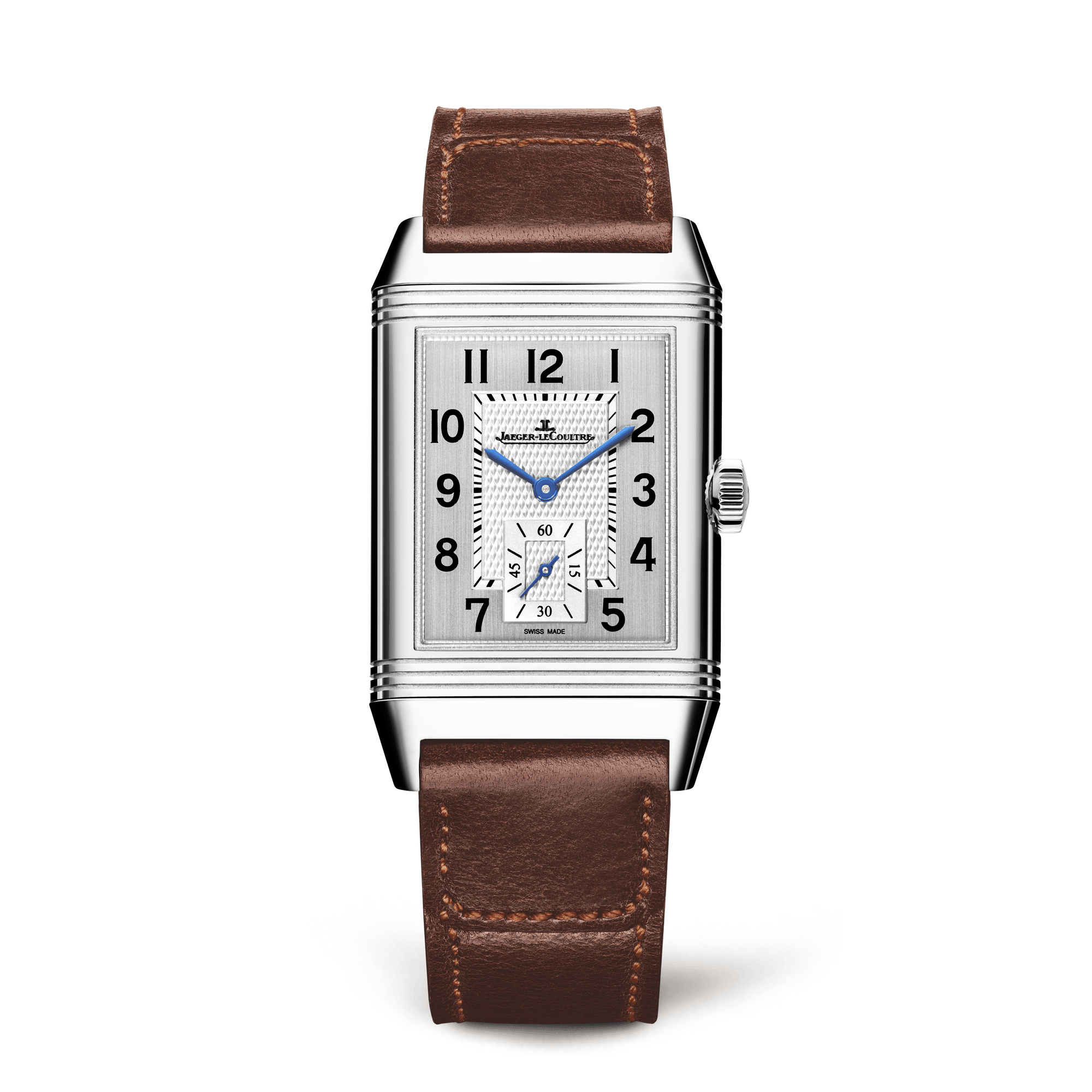 Jaeger-LeCoultre Reverso Classic Duoface Small Seconds 47 x 28.3 mm Silvered Grey Dial Stainless Steel   Leather Strap Q3848422 - WATCHXNYC