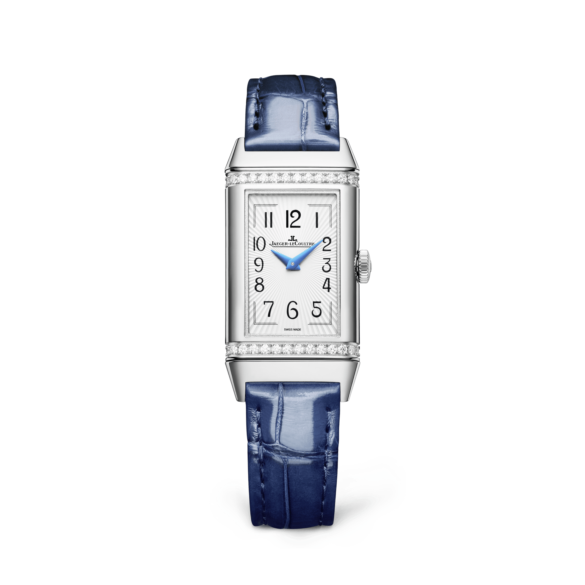 Jaeger-LeCoultre Reverso One Duetto 40.1 x 20 mm Silvered Grey Dial with Diamonds Stainless Steel   Leather Strap Q334848J - WATCHXNYC