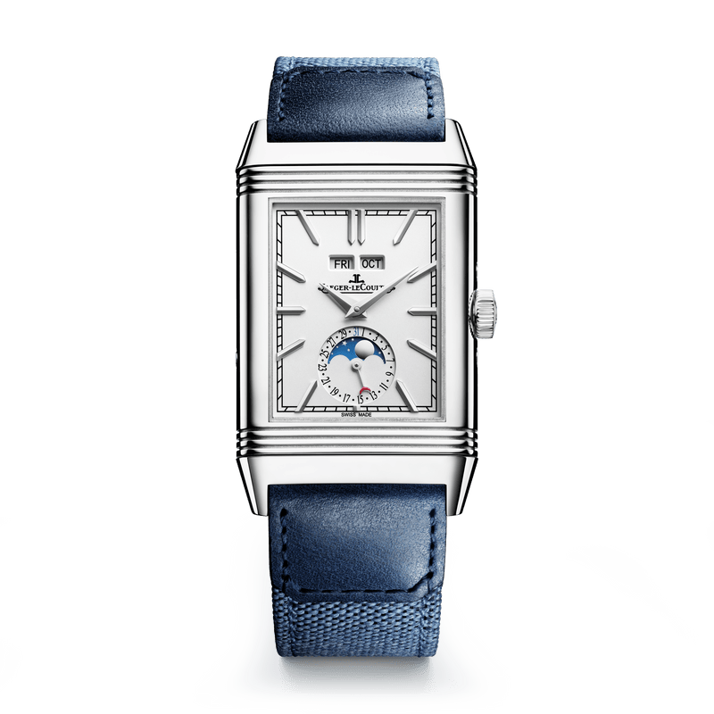 Jaeger-LeCoultre Reverso Tribute Duoface Calendario 49,4 x 29,9 mm Esfera gris plateada Correa de piel de becerro de acero inoxidable Q3918420
