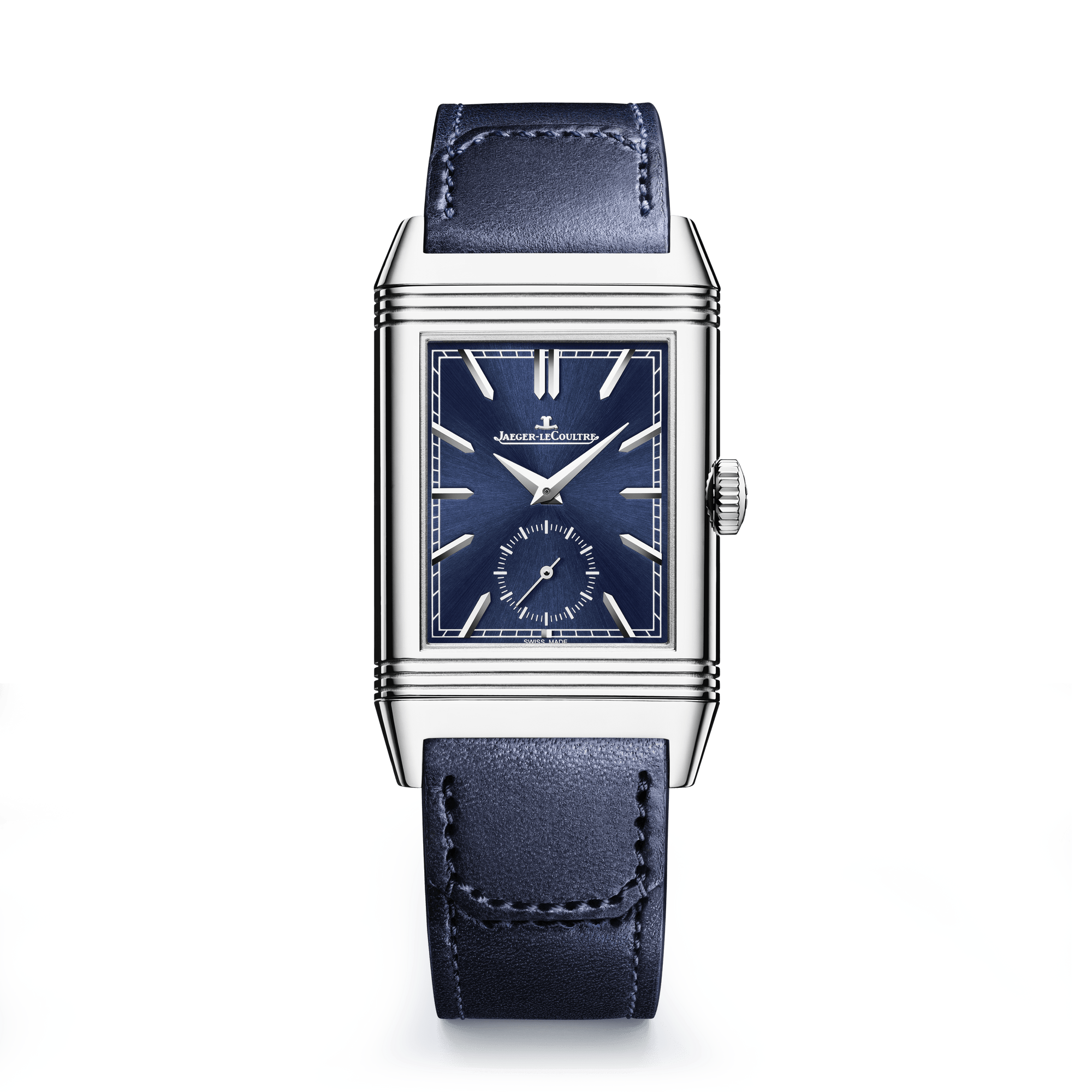 Jaeger-LeCoultre Reverso Tribute Duoface Small Seconds 47 x 28.3 mm Blue Dial Stainless Steel   Leather Strap Q3988482 - WATCHXNYC
