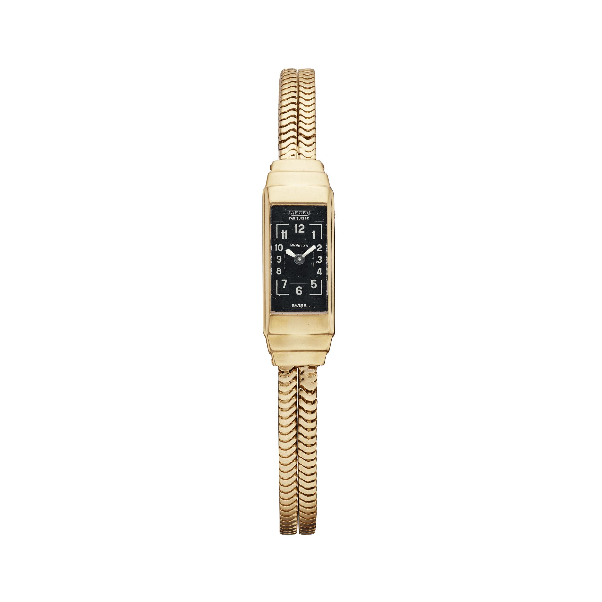 Jaeger-LeCoultre THE COLLECTIBLES Duoplan Jewellery 31 x 11 mm Black Dial 18k Yellow Gold Bracelet QVE80000 - WATCHXNYC