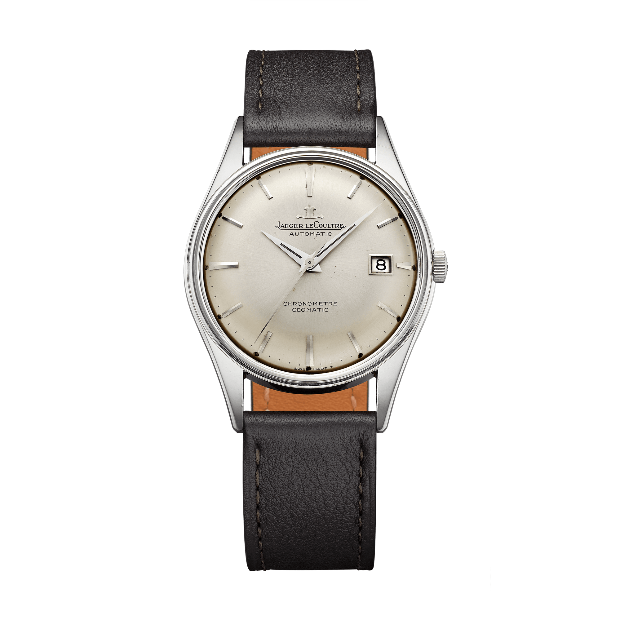 Jaeger-LeCoultre THE COLLECTIBLES Geomatic 36 mm Silvered Grey Dial Stainless Steel   Leather Strap QVE39801 - WATCHXNYC