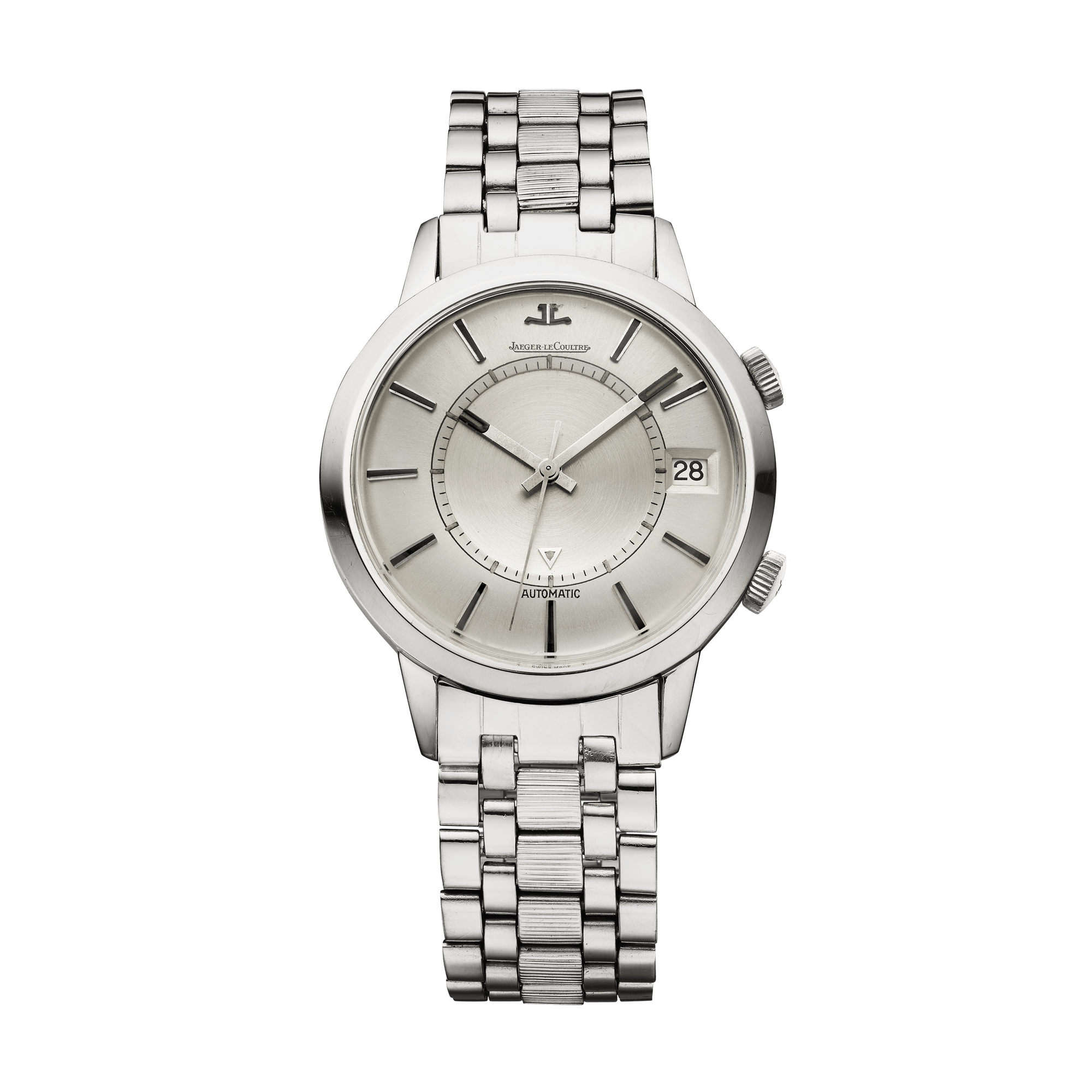 Jaeger-LeCoultre THE COLLECTIBLES Memovox Automatic Calendar 37 mm Silvered Grey Dial Stainless Steel Bracelet QVE85503 - WATCHXNYC