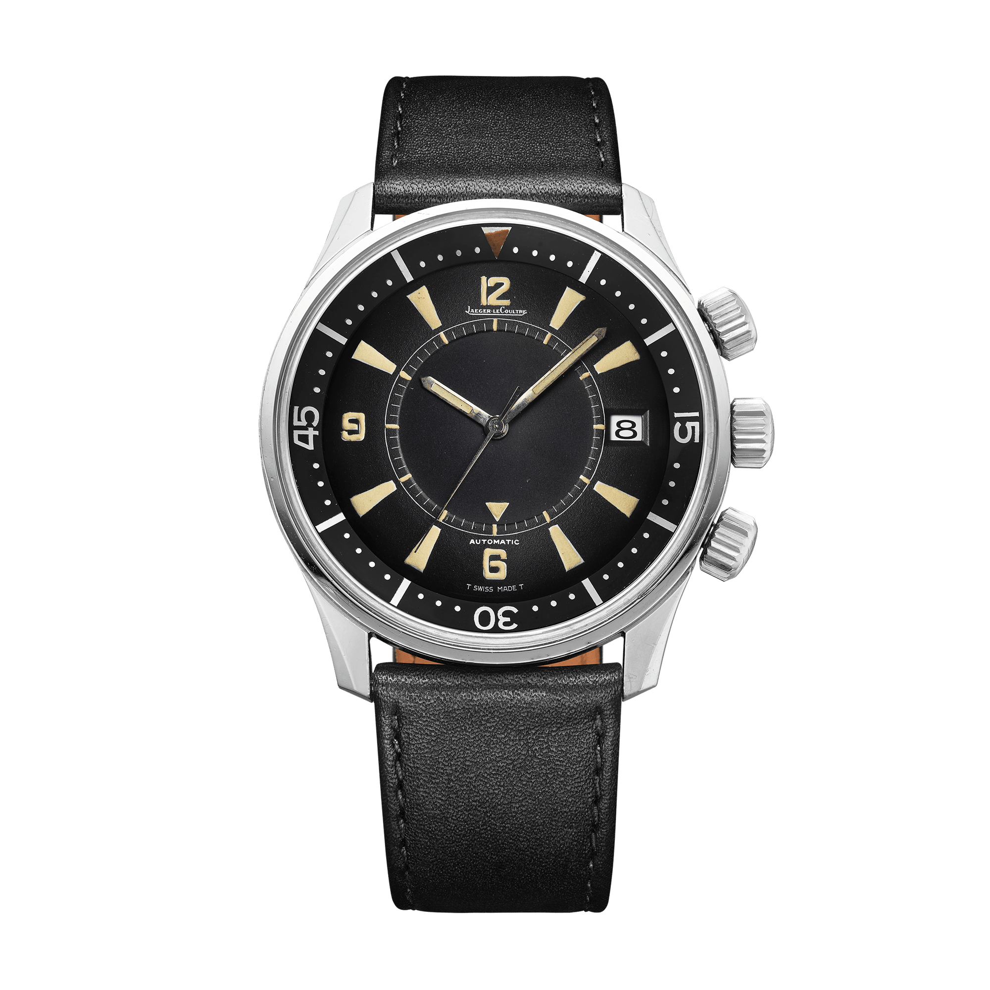 Jaeger-LeCoultre THE COLLECTIBLES Memovox Polaris 42 mm Black Dial Stainless Steel   Leather Strap QVE85901 - WATCHXNYC