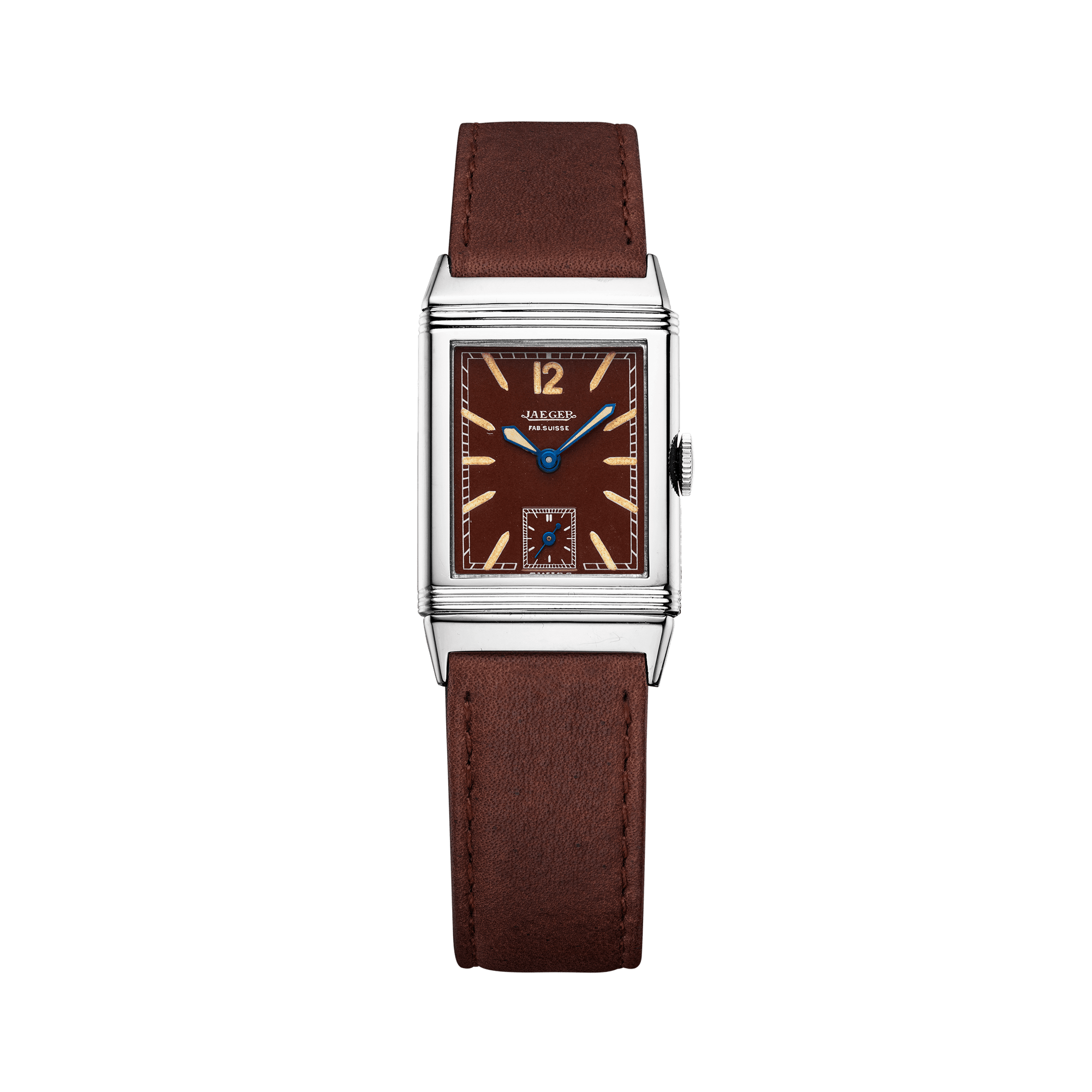Jaeger-LeCoultre THE COLLECTIBLES Reverso Small Seconds 39 x 21 mm Toffee Brown Dial Stainless Steel   Leather Strap QV020101 - WATCHXNYC