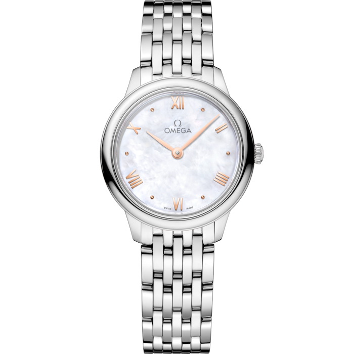 Omega De Ville Prestige 27.5 mm White Dial Stainless Steel Bracelet 434.10.28.60.05.001 - WATCHXNYC