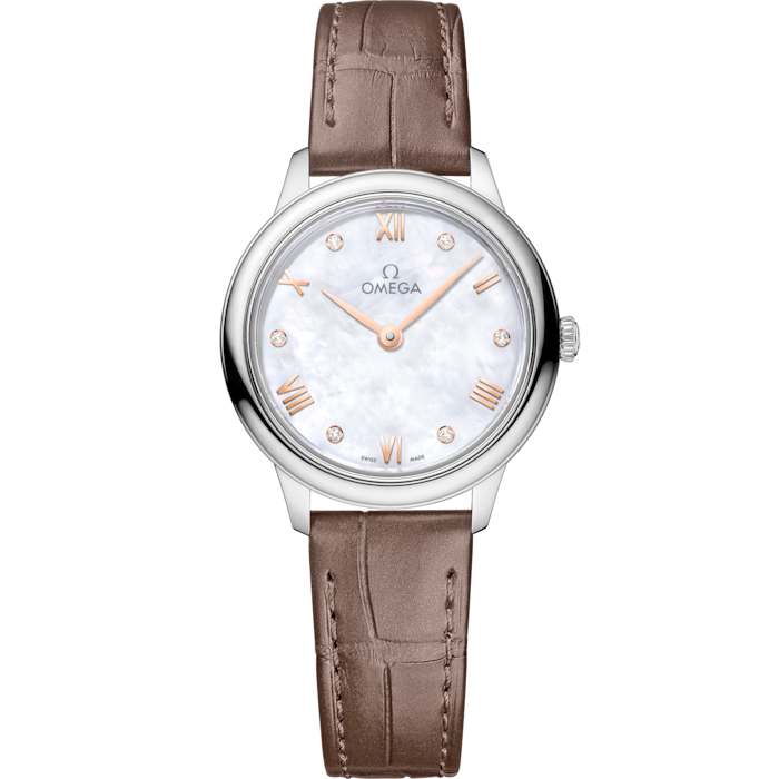 Omega De Ville Prestige 27.5 mm White Dial with Diamonds Stainless Steel Strap 434.13.28.60.55.001 - WATCHXNYC