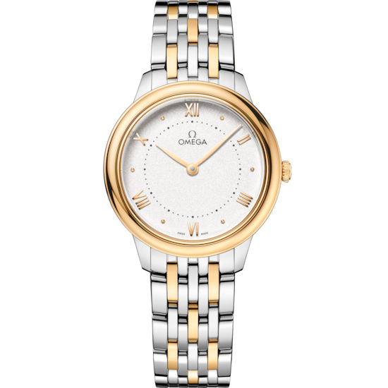 Omega De Ville Prestige 30 mm Silver Dial Stainless Steel and 18k Yellow Gold Bracelet 434.20.30.60.02.002 - WATCHXNYC