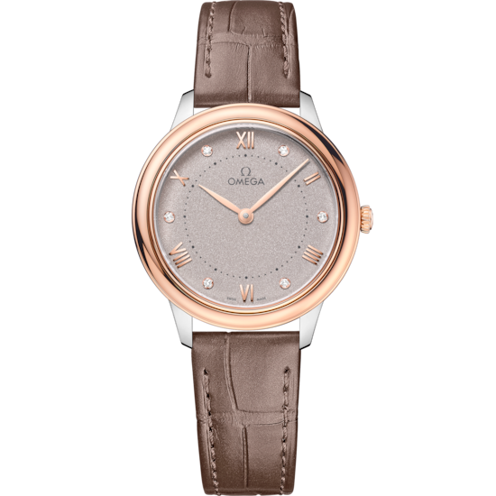 Omega De Ville Prestige 30 mm Silver Dial with Diamonds Stainless Steel and Sedna™ 18k Rose Gold Strap 434.23.30.60.52.001 - WATCHXNYC