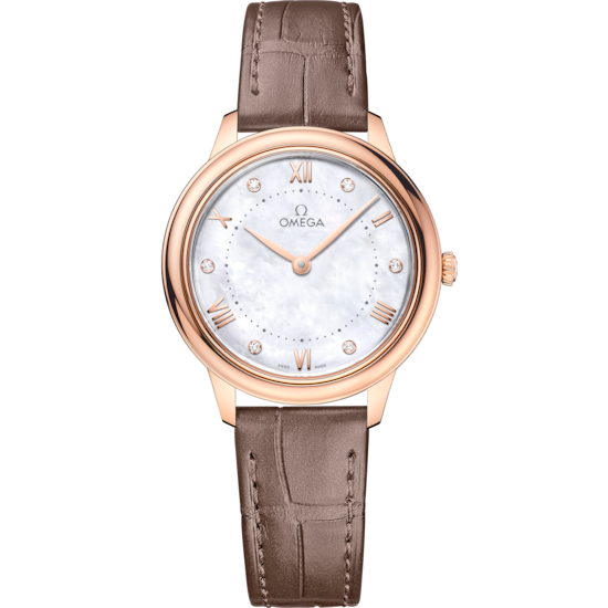 Omega De Ville Prestige 30 mm White Dial with Diamonds Sedna™ 18k Rose Gold Strap 434.53.30.60.55.001 - WATCHXNYC