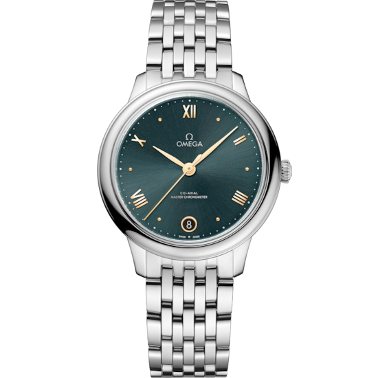 Omega De Ville Prestige 34 mm Green Dial Stainless Steel Bracelet 434.10.34.20.10.001 - WATCHXNYC
