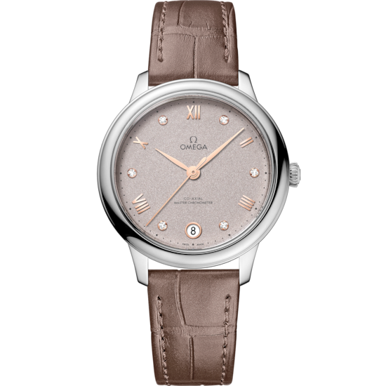 Omega De Ville Prestige 34 mm Grey Dial with Diamonds Stainless Steel Strap 434.13.34.20.52.002 - WATCHXNYC