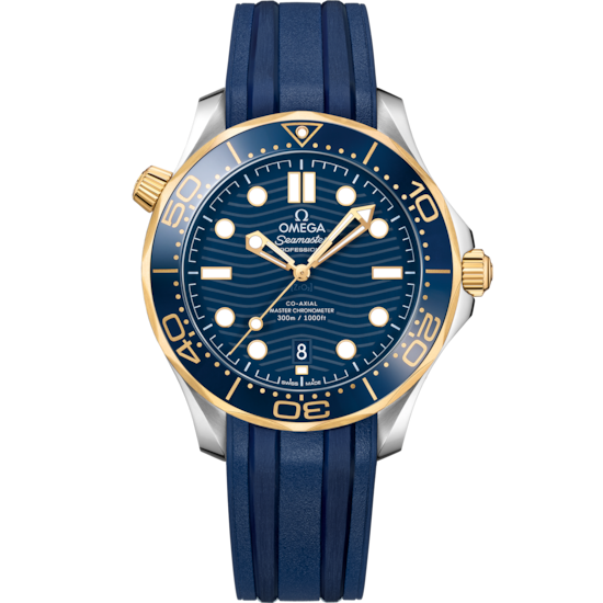 Omega Seamaster Diver 300M 42 mm Blue Dial Stainless Steel 18k Yellow Gold Strap 210.22.42.20.03.001 - WATCHXNYC