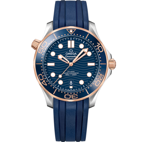 Omega Seamaster Diver 300M 42 mm Blue Dial Stainless Steel and Sedna™ 18k Rose Gold Strap 210.22.42.20.03.002 - WATCHXNYC