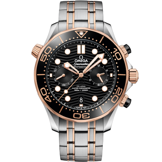 Omega Seamaster Diver 300M 44 mm Black Dial Stainless Steel and Sedna™ 18k Rose Gold Bracelet 210.20.44.51.01.001 - WATCHXNYC