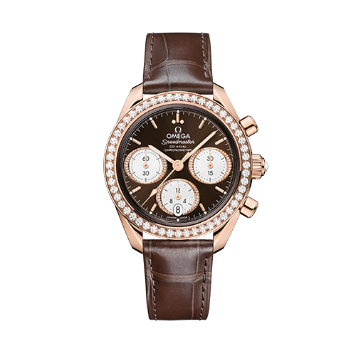 Omega Speedmaster 38  Brown Dial with 38 mm  Diamonds Sedna™18k Rose Gold Strap 324.58.38.50.63.001 - WATCHXNYC