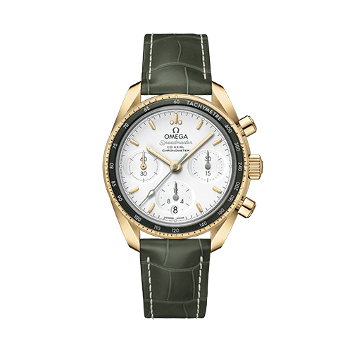 Omega Speedmaster 38  Silver Dial  38 mm 18k Yellow Gold Strap 324.63.38.50.02.004 - WATCHXNYC