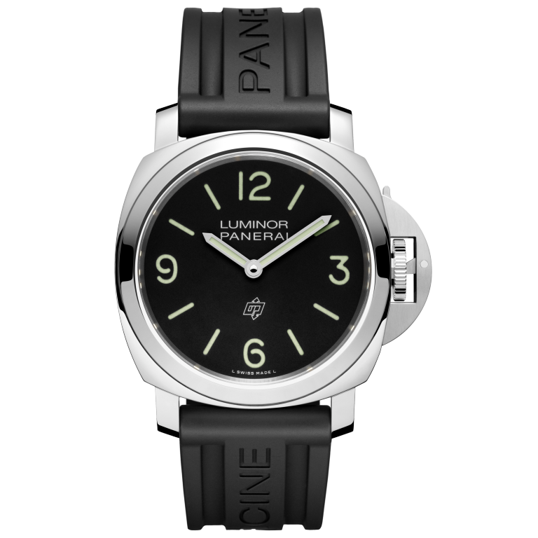 Panerai Luminor Base Logo 44 mm Black Dial Polished Steel Caoutchouc Black Strap PAM01086 - WATCHXNYC