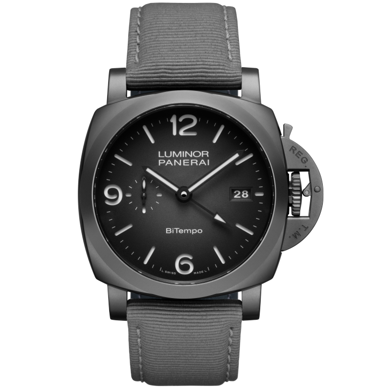 Panerai Luminor BiTempo Titanium DLC - New York 44 mm Grey Dial Titanium Recycled PET Grey Strap PAM01467 - WATCHXNYC