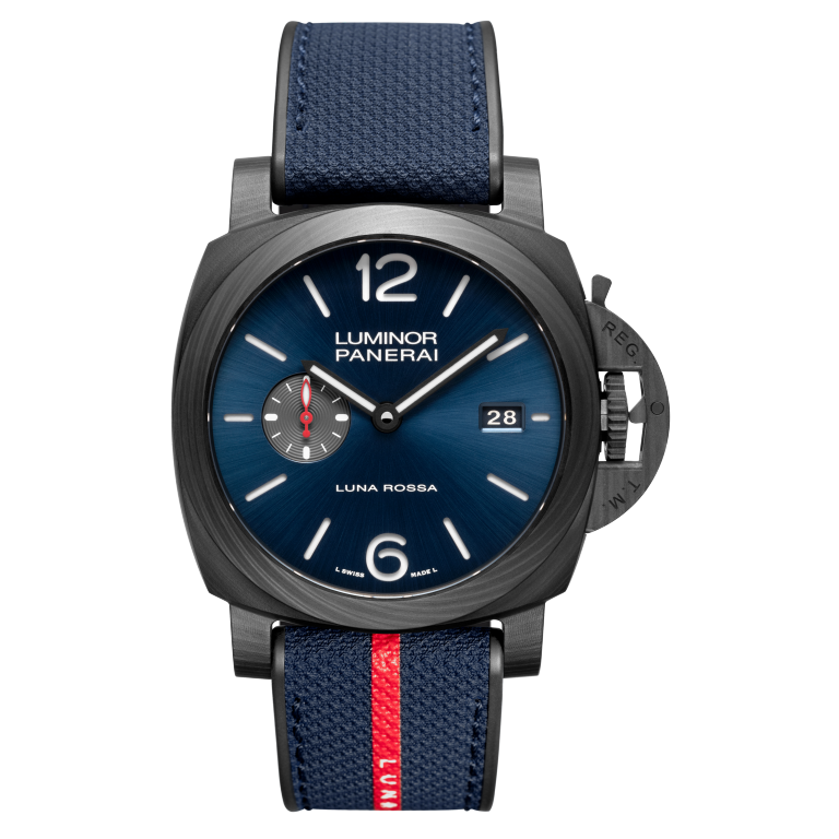 Panerai Luminor Marina Carbotech™ Luna Rossa 44 mm Blue Dial Carbotech™ Bi-Material Blue Luna Rossa Fabric Rubber Strap PAM01529 - WATCHXNYC