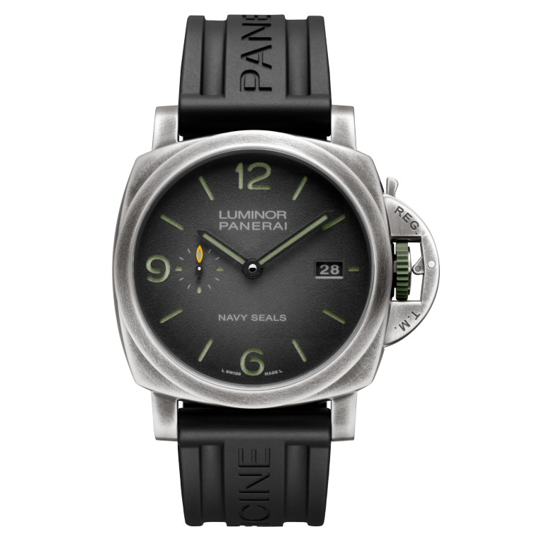 Panerai Luminor Marina Navy SEALs 44 mm Green Dial Brunito Steel Caoutchouc Black Strap PAM01412 - WATCHXNYC