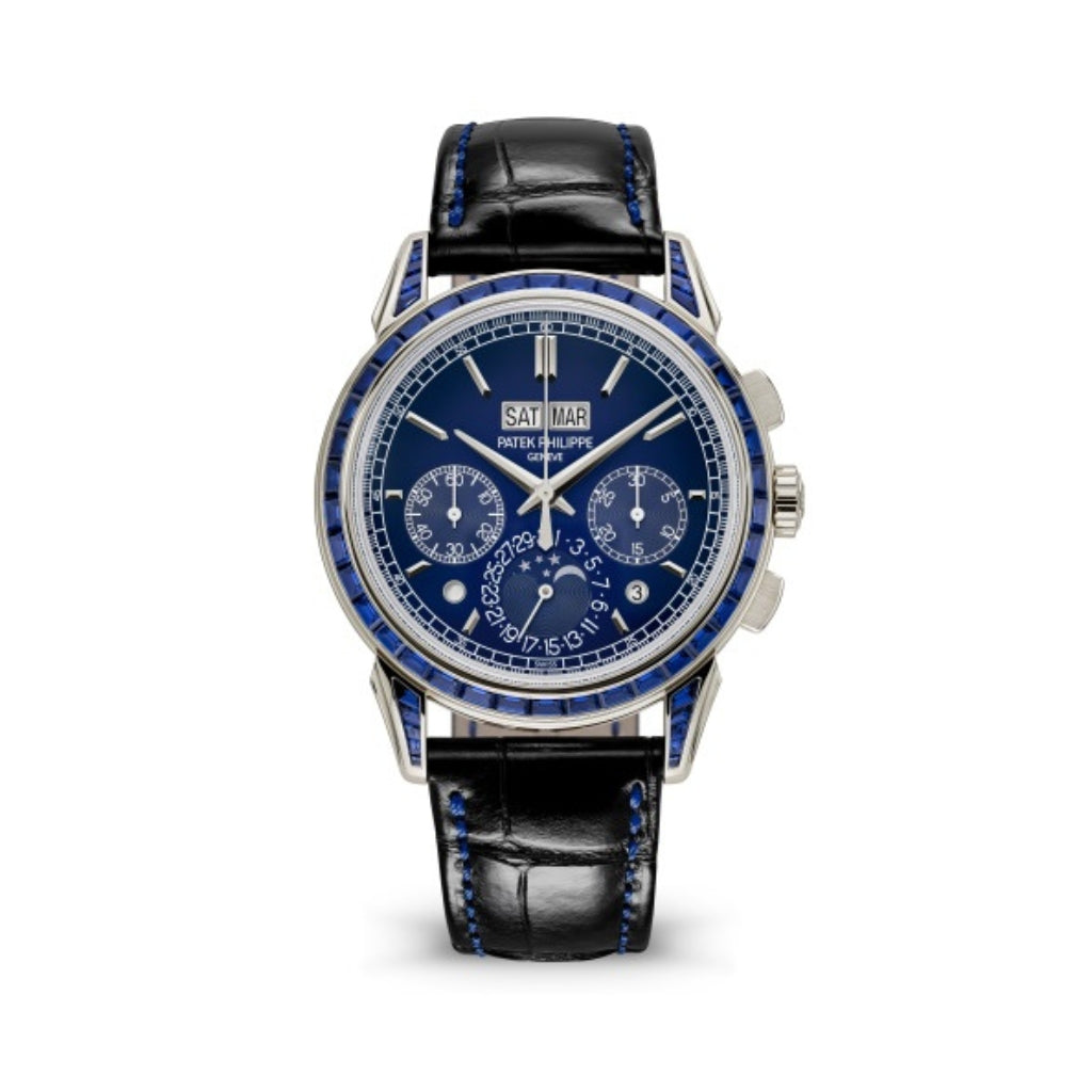 Patek Philippe Grand Complications 41 mm Blue Dial with Diamonds Platinum   Leather Strap 5271/11P-010 - WATCHXNYC