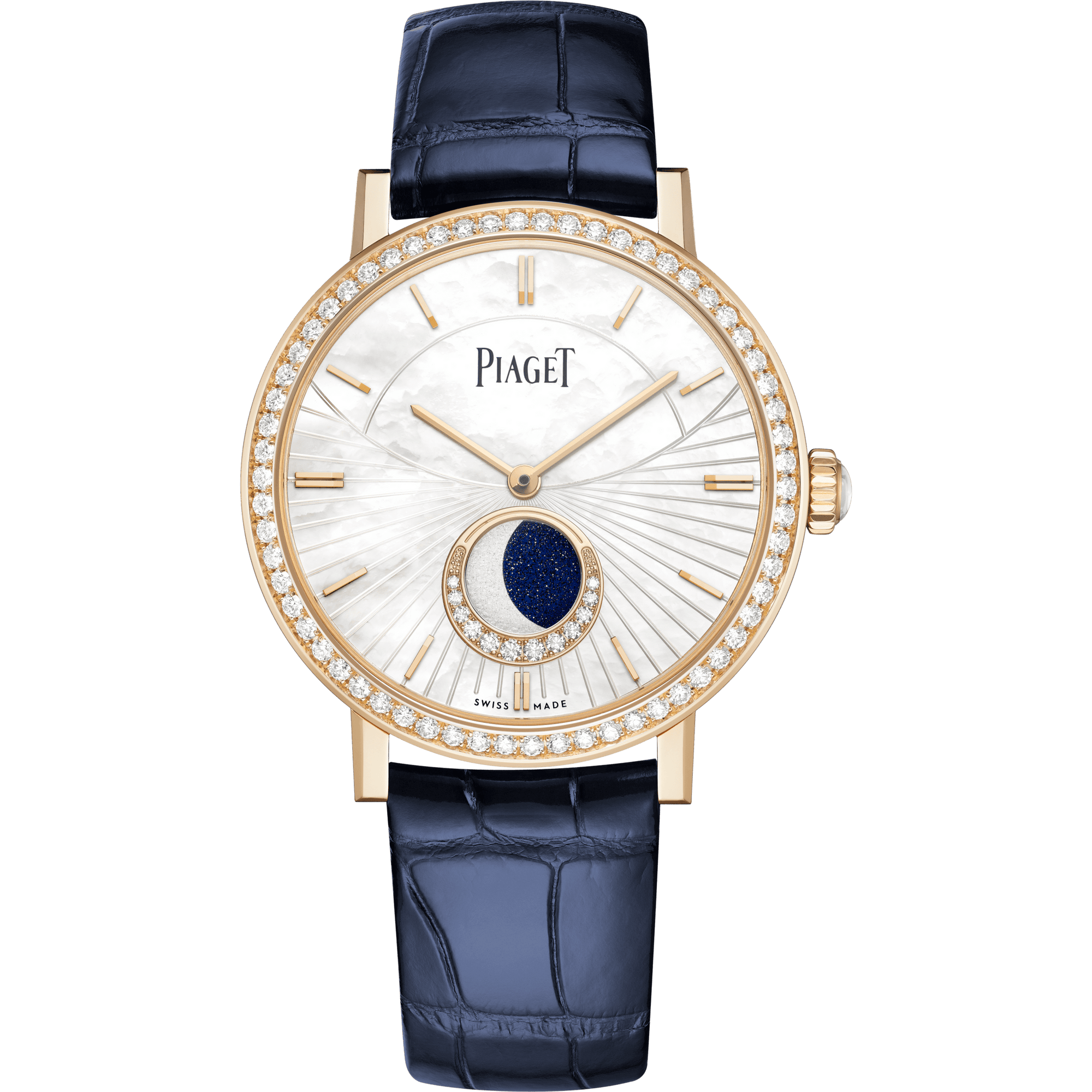 Piaget Altiplano Moonphase watch 36 mm White Mother-Of-Pearl Dial with Diamonds 18k Rose Gold   Strap G0A47104 - WATCHXNYC