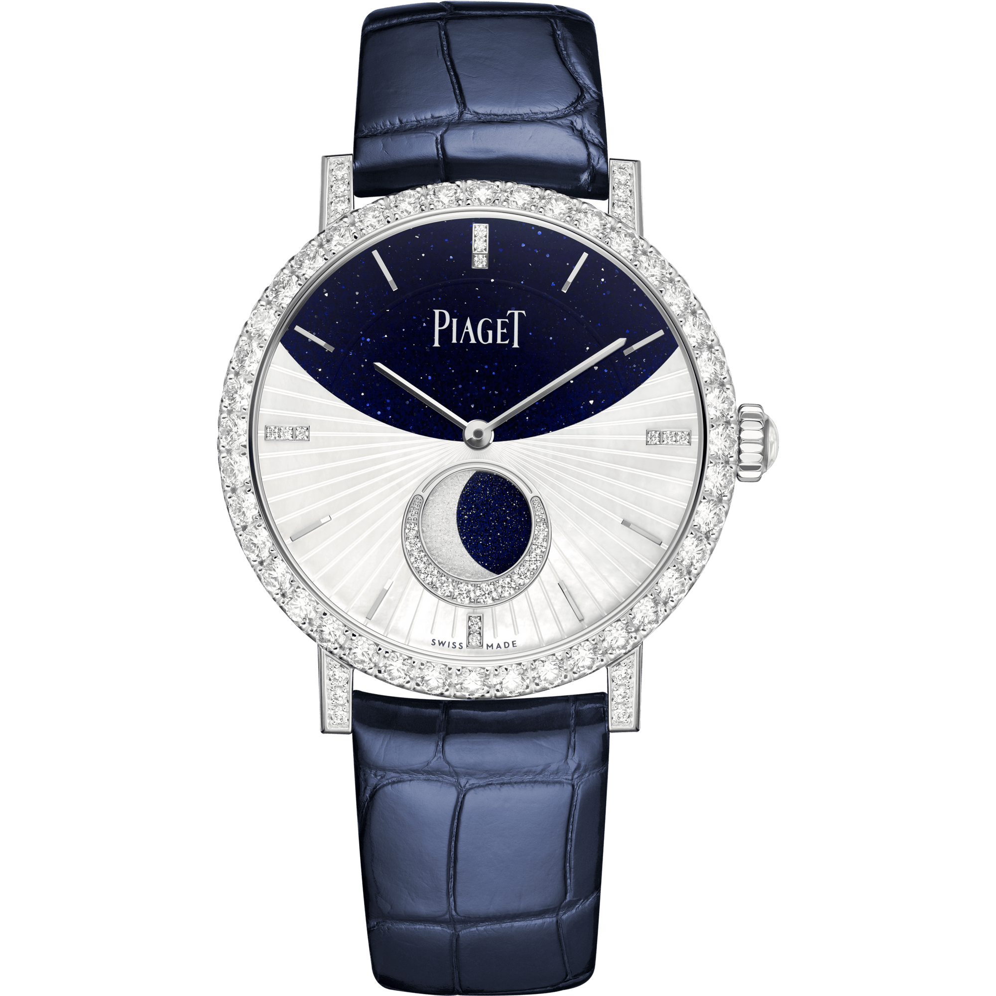 Piaget Altiplano Moonphase watch 36 mm White Mother-Of-Pearl Dial with Diamonds 18K White Gold   Strap G0A47105 - WATCHXNYC
