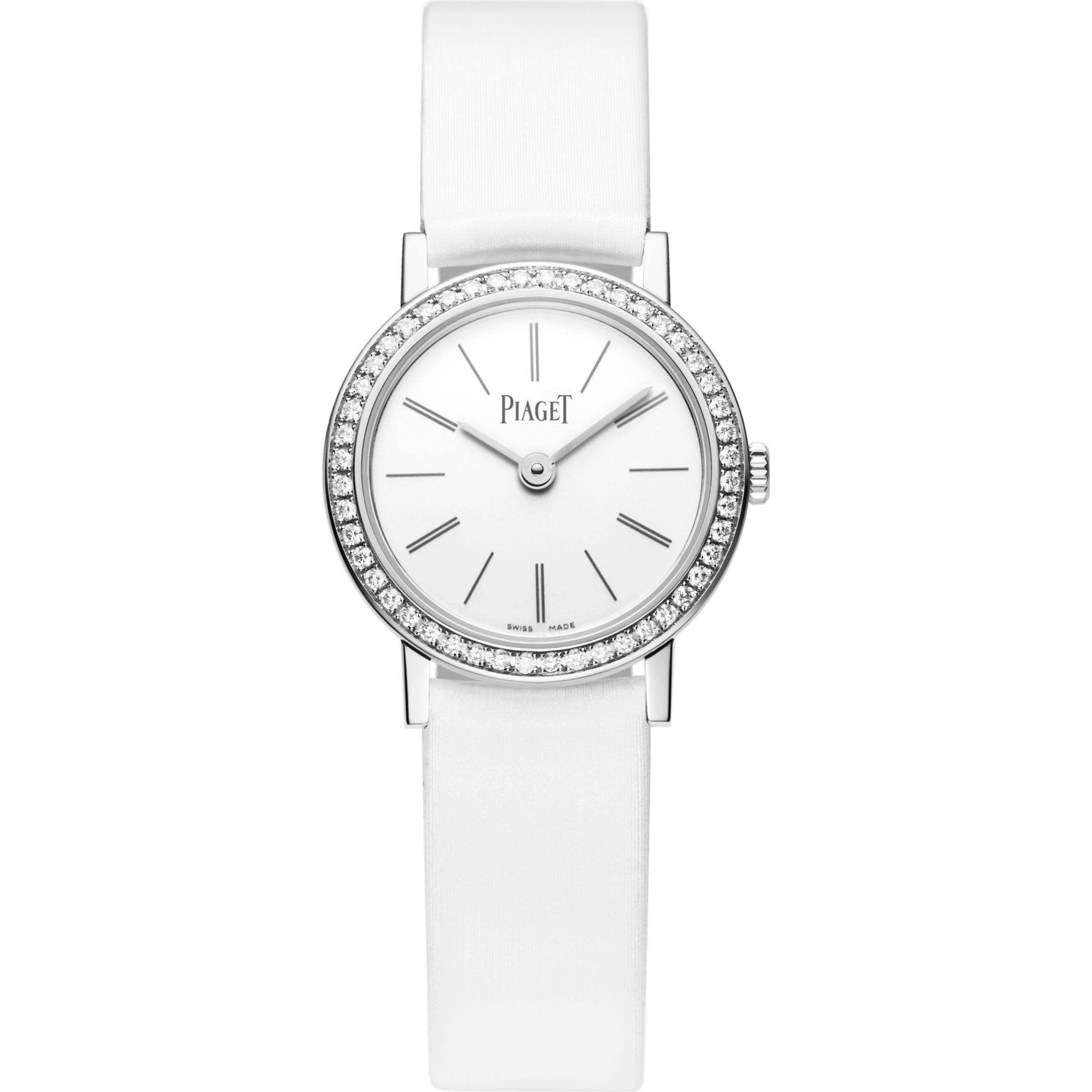 Piaget Altiplano Origin watch 24 mm Silver Dial with Diamonds 18K White Gold Fabric Strap G0A44532 - WATCHXNYC