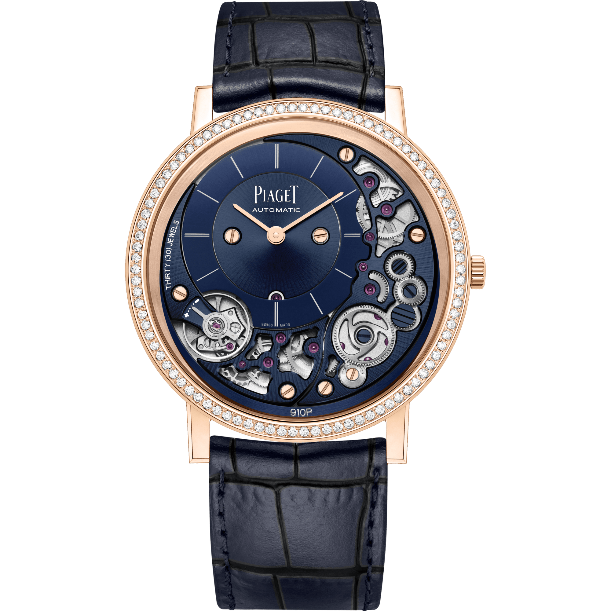 Piaget Altiplano Ultimate Automatic watch 41 mm Blue Dial with Diamonds 18k Rose Gold   Strap G0A47124 - WATCHXNYC
