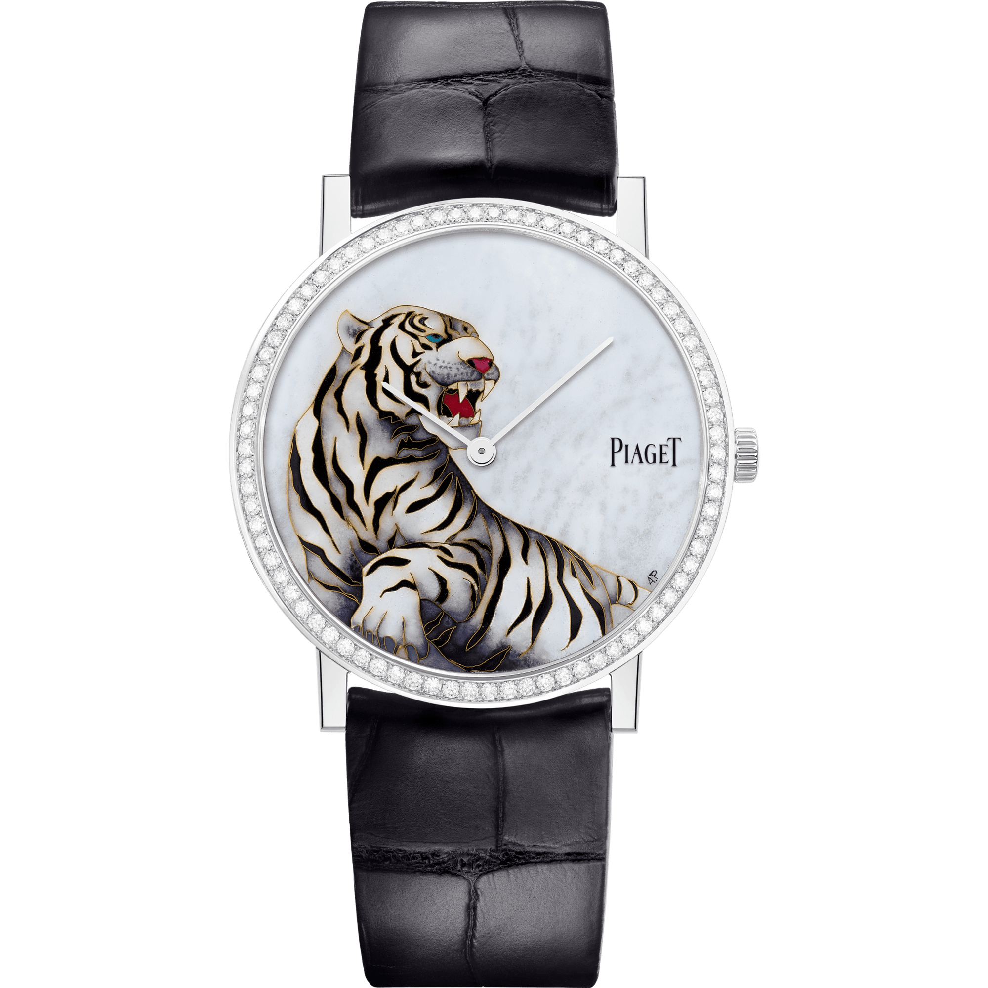 Piaget Altiplano Zodiac watch 38 mm Grey Dial with Diamonds 18K White Gold   Strap G0A46540 - WATCHXNYC