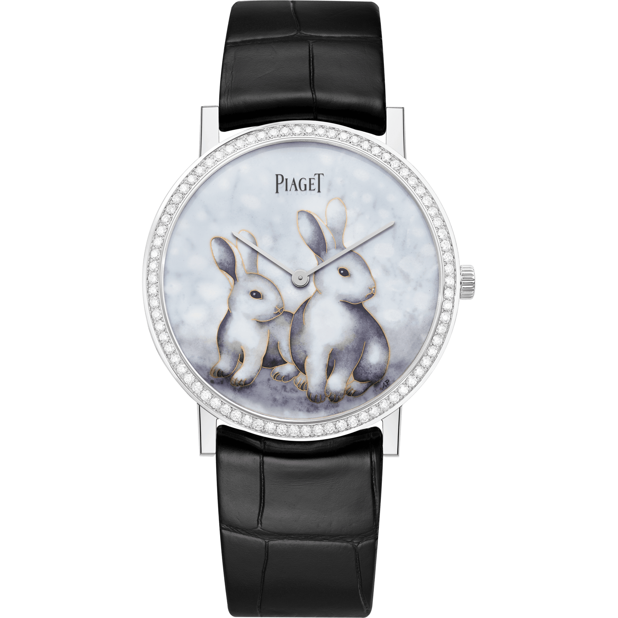 Piaget Altiplano Zodiac watch 38 mm Grey Dial with Diamonds 18K White Gold   Strap G0A47540 - WATCHXNYC