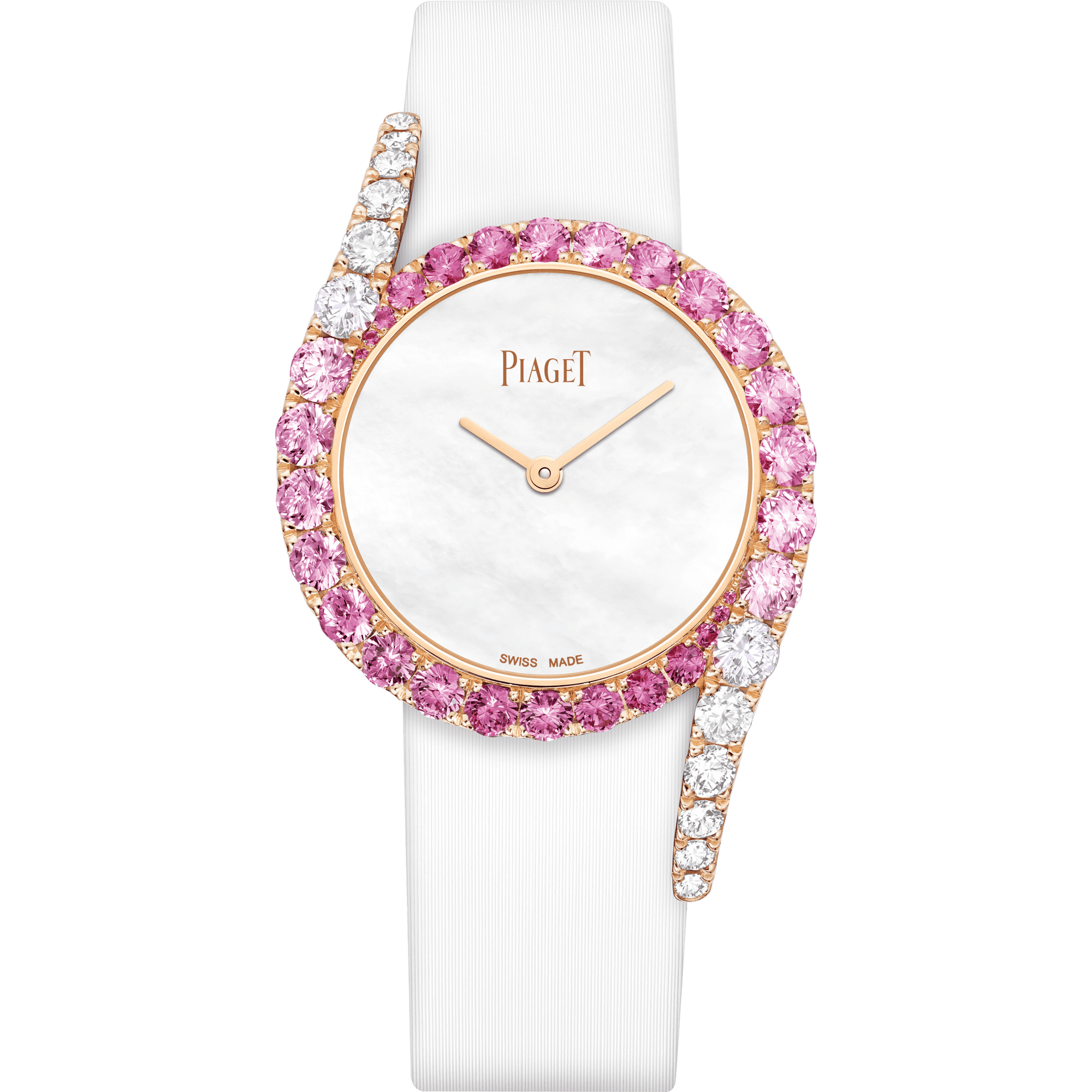 Piaget Limelight Gala Precious watch 32 mm White Mother-Of-Pearl Dial with Diamonds 18k Rose Gold Satin Strap G0A46182 - WATCHXNYC