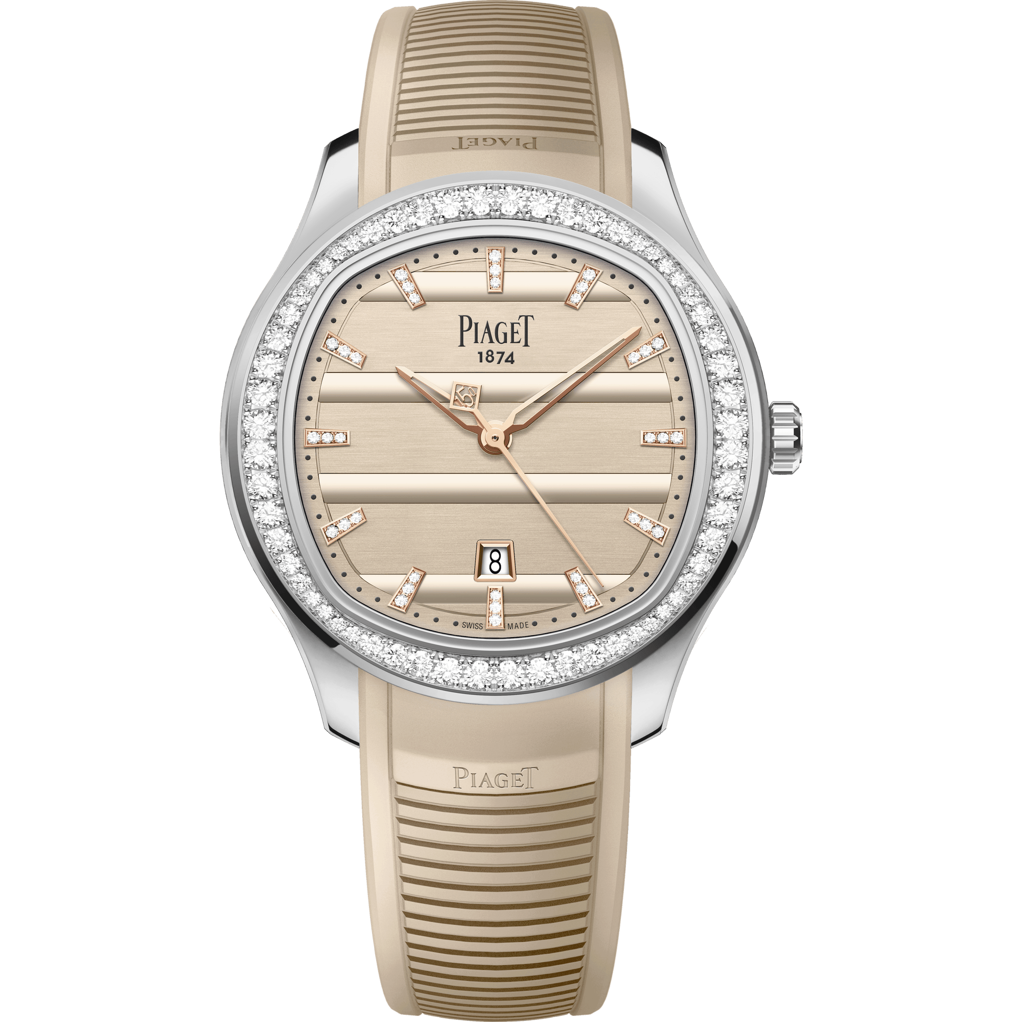 Piaget Piaget Polo - 150th Anniversary watch 36 mm Beige Dial with Diamonds Stainless Steel Rubber Strap G0A49028 - WATCHXNYC