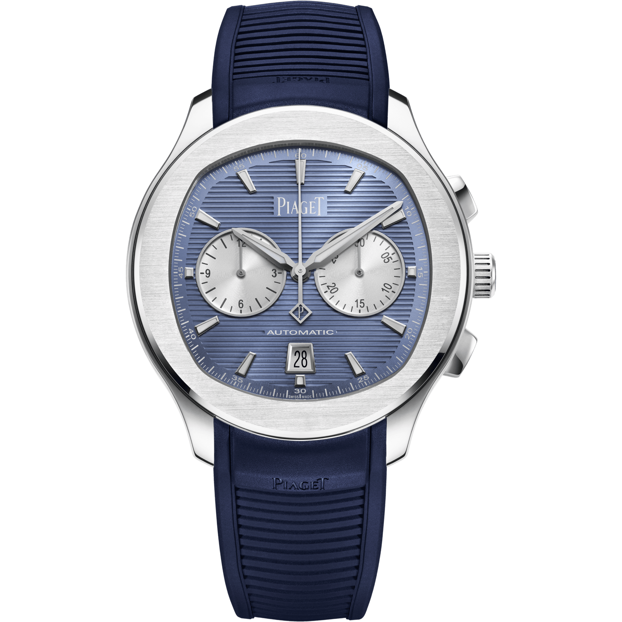 Piaget Piaget Polo Chronograph watch 42 mm Blue Dial Stainless Steel Rubber Strap G0A48024 - WATCHXNYC
