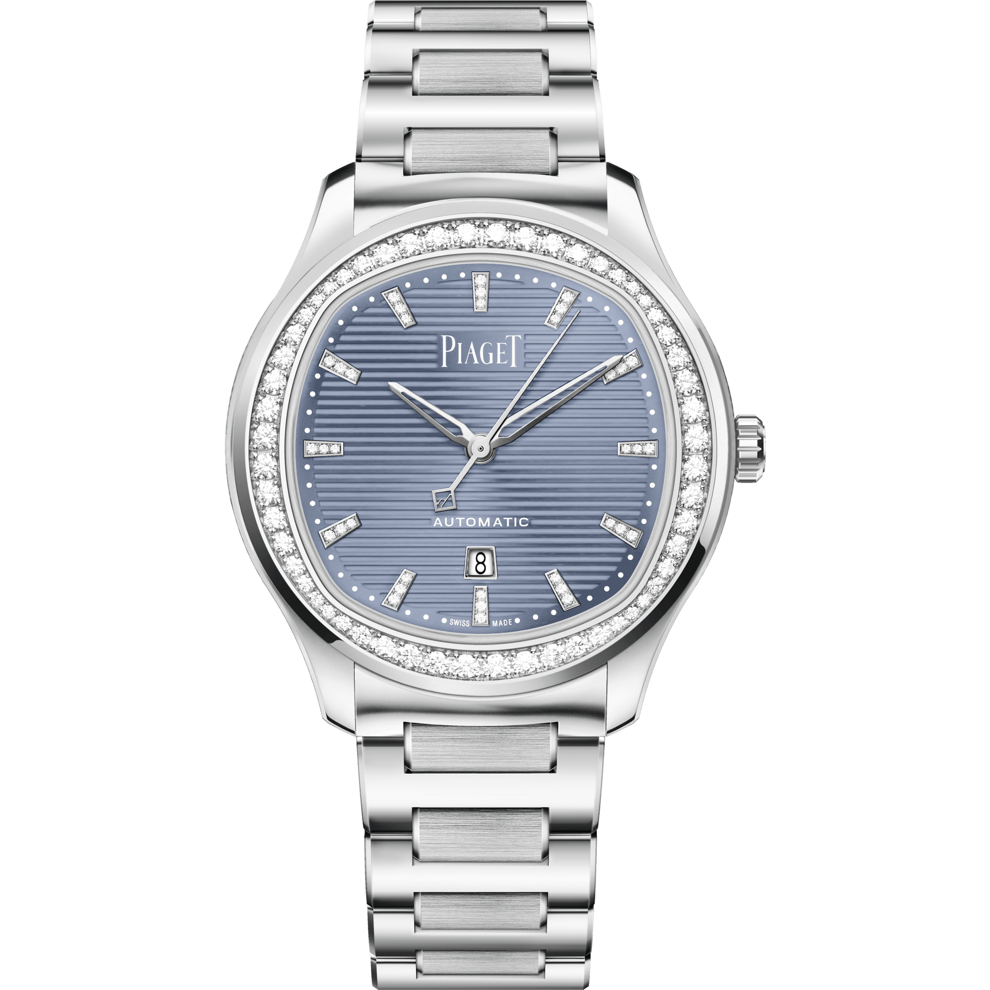 Piaget Piaget Polo Date watch 36 mm Blue Dial with Diamonds Stainless Steel Bracelet G0A47027 - WATCHXNYC