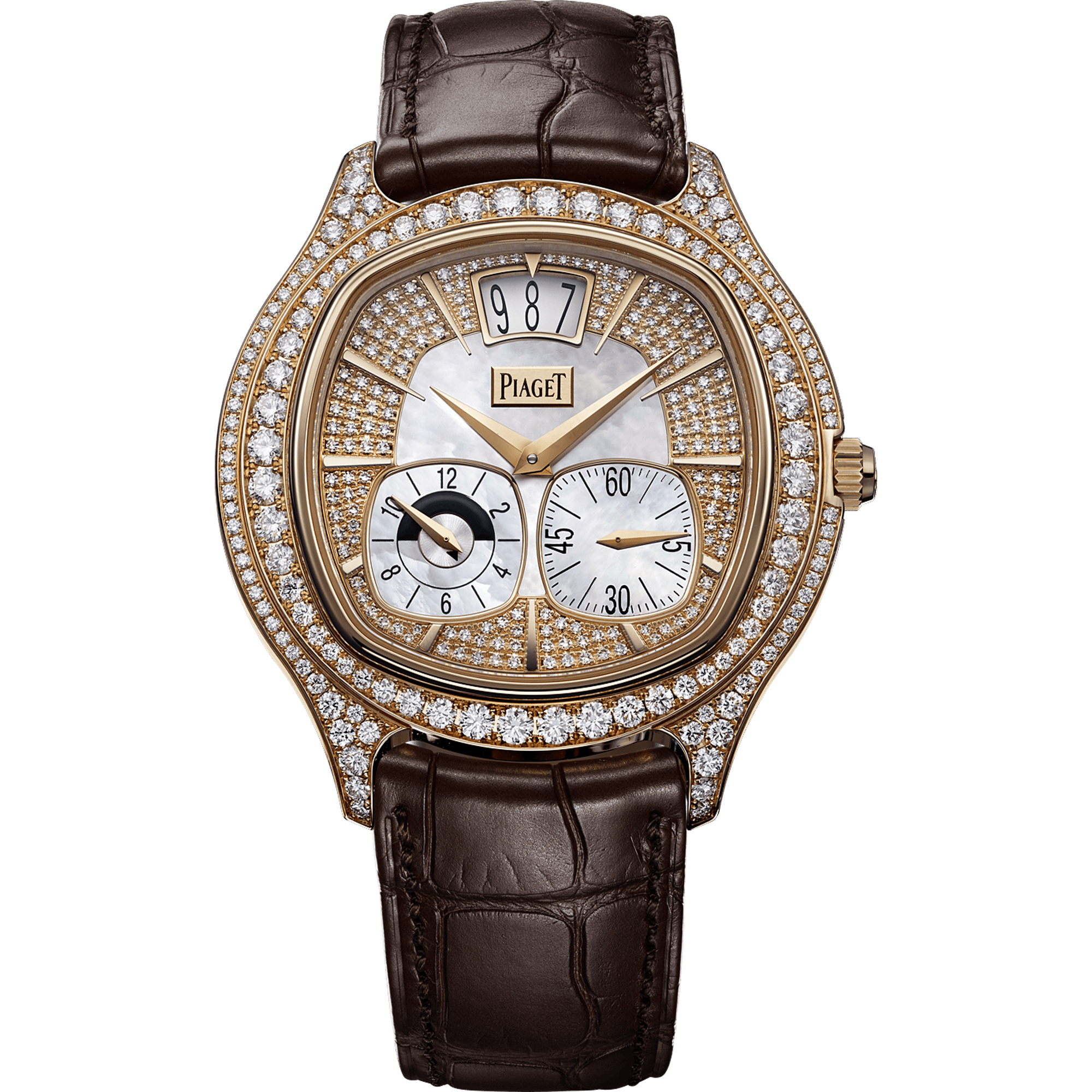 Piaget Piaget Polo Emperador Dual Time watch 42 mm White Mother-Of-Pearl Dial with Diamonds 18k Rose Gold   Strap G0A32020 - WATCHXNYC