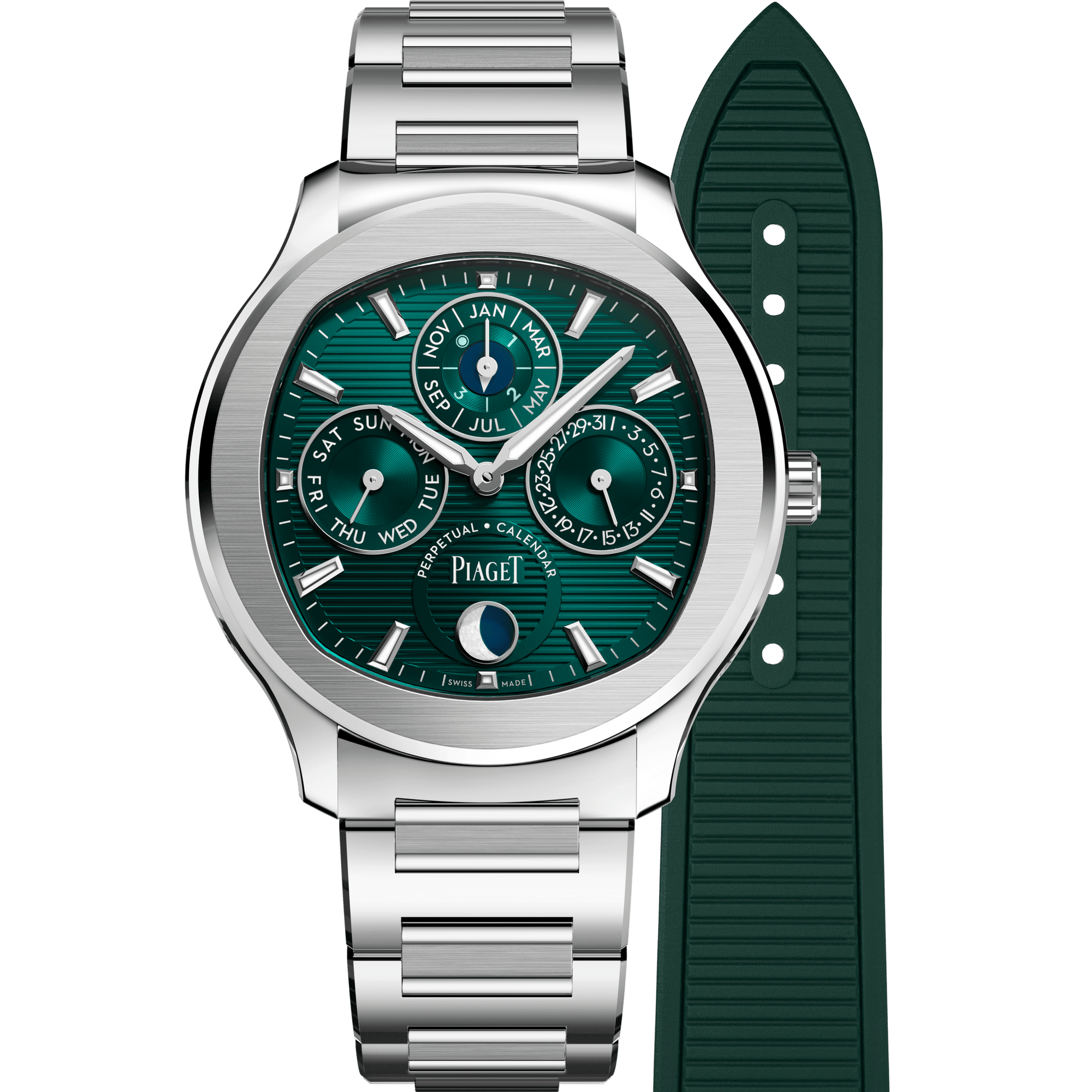 Piaget Piaget Polo Perpetual Calendar Ultra-Thin watch 42 mm Green Dial Stainless Steel Bracelet G0A48005 - WATCHXNYC