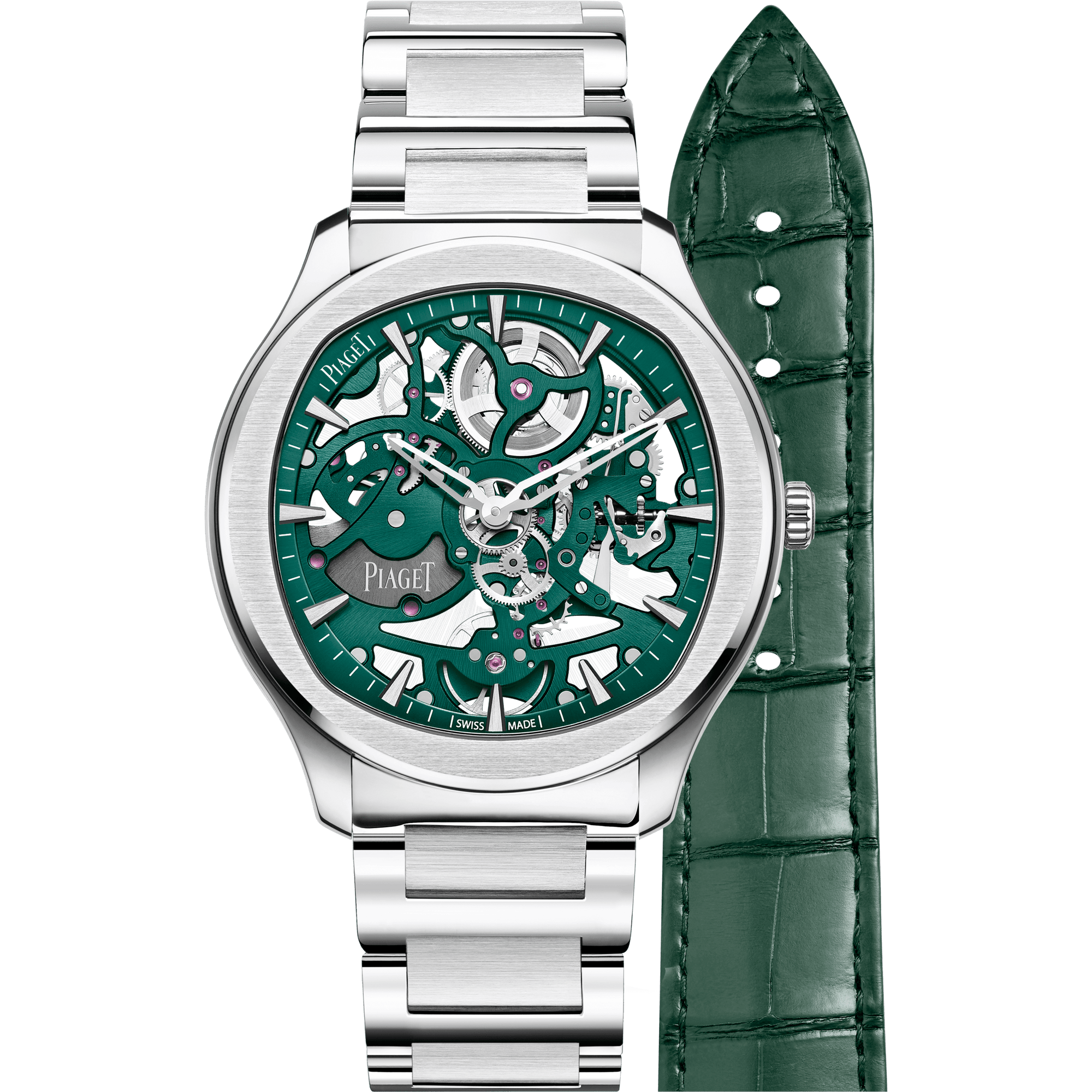 Piaget Piaget Polo Skeleton watch 42 mm Green Dial Stainless Steel Bracelet G0A47008 - WATCHXNYC