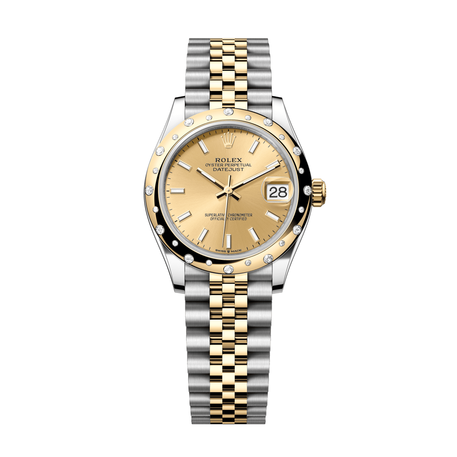 Rolex Datejust 31 31 mm Champagne-Colour Dial with Diamonds  Oystersteel and 18k Yellow Gold Jubilee Bracelet 278343rbr-0014 - WATCHXNYC