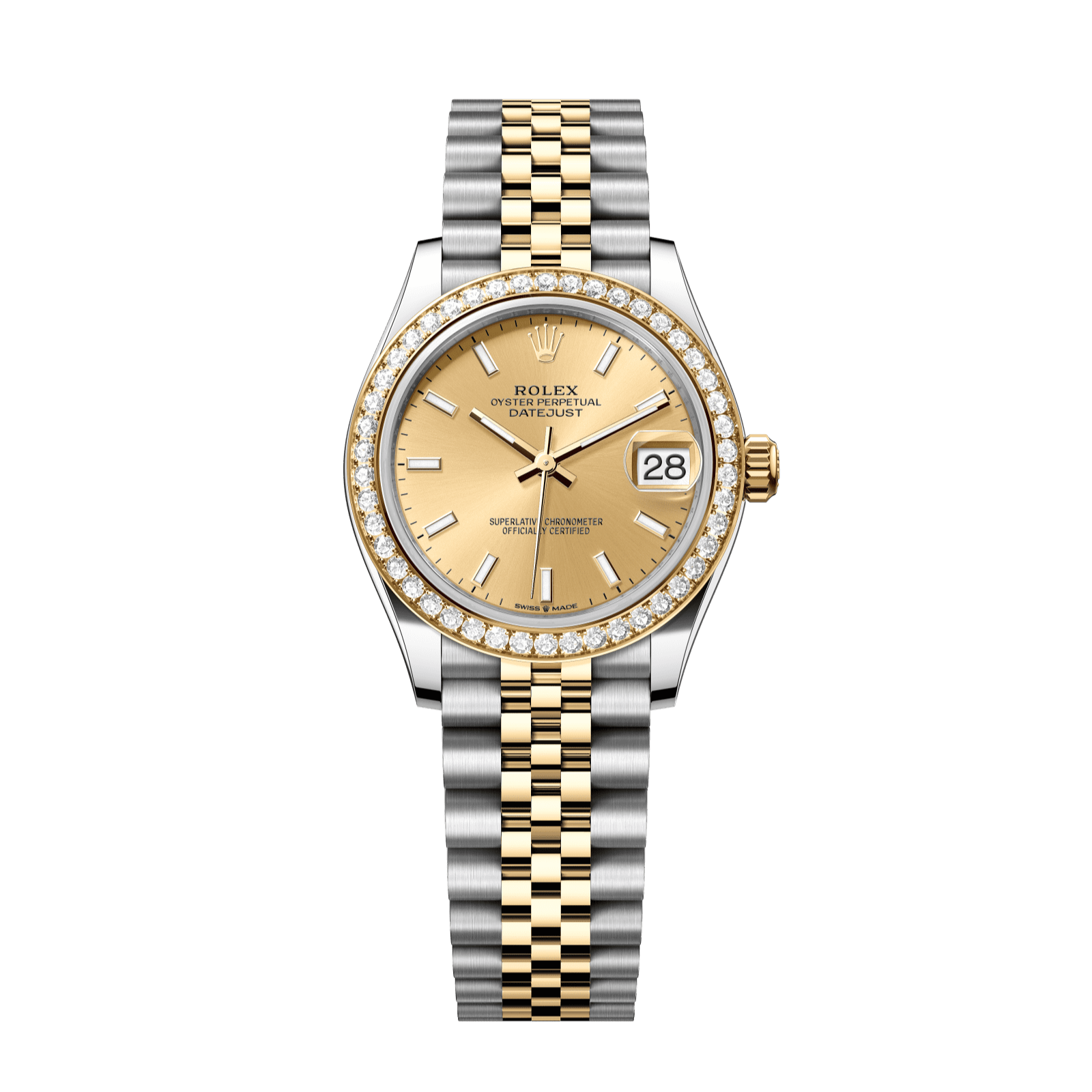 Rolex Datejust 31 31 mm Champagne-Colour Dial  with Diamonds Oystersteel and 18k Yellow Gold Jubilee Bracelet 278383rbr-0014 - WATCHXNYC